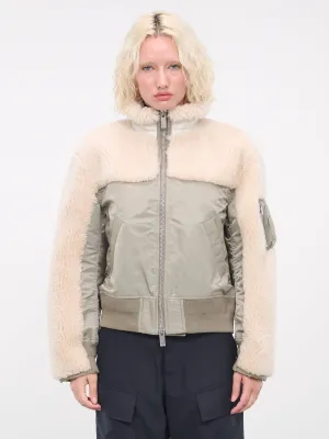 Faux Shearling Blouson (07012-526-KHAKI-ECRU)