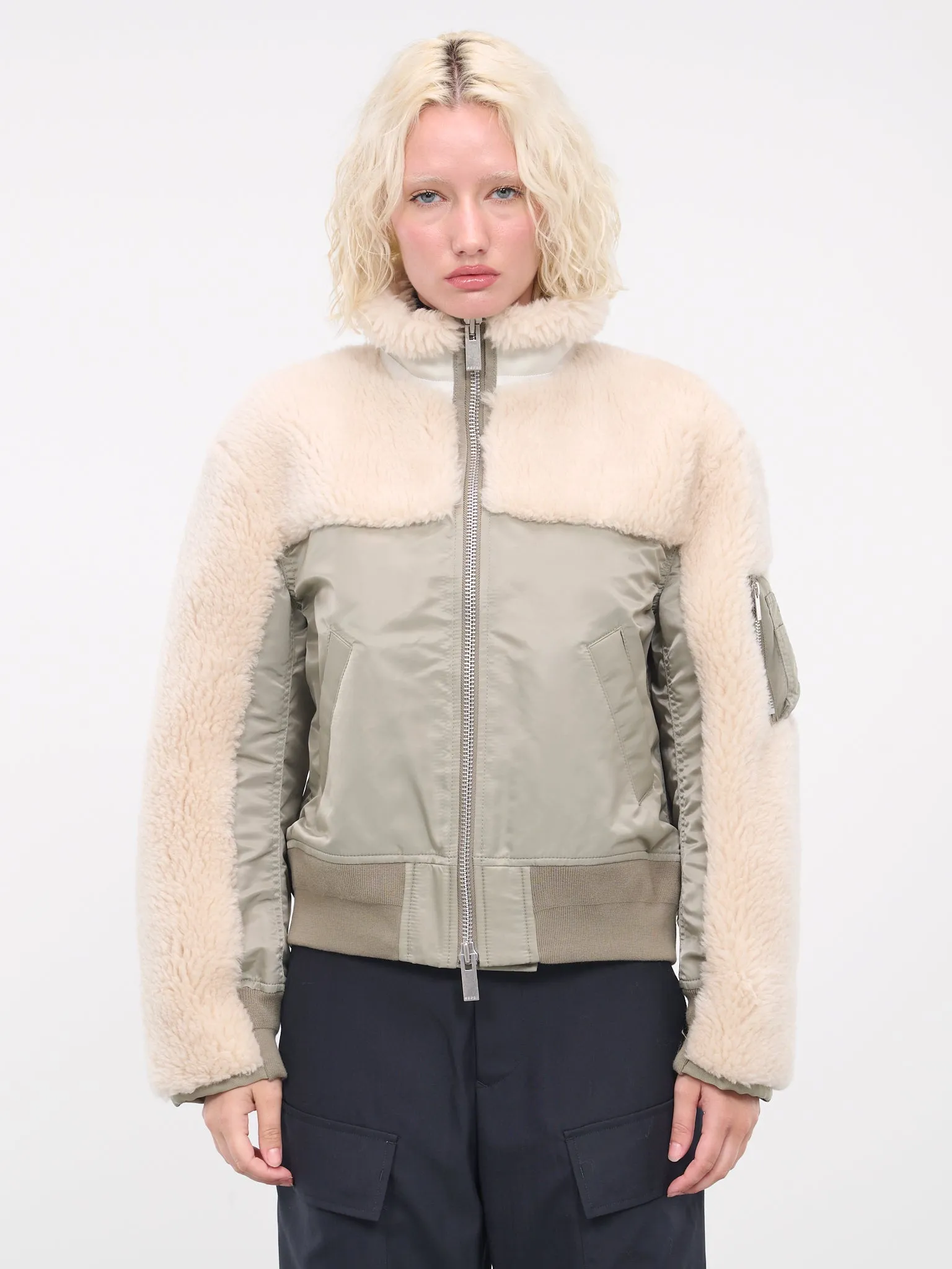 Faux Shearling Blouson (07012-526-KHAKI-ECRU)