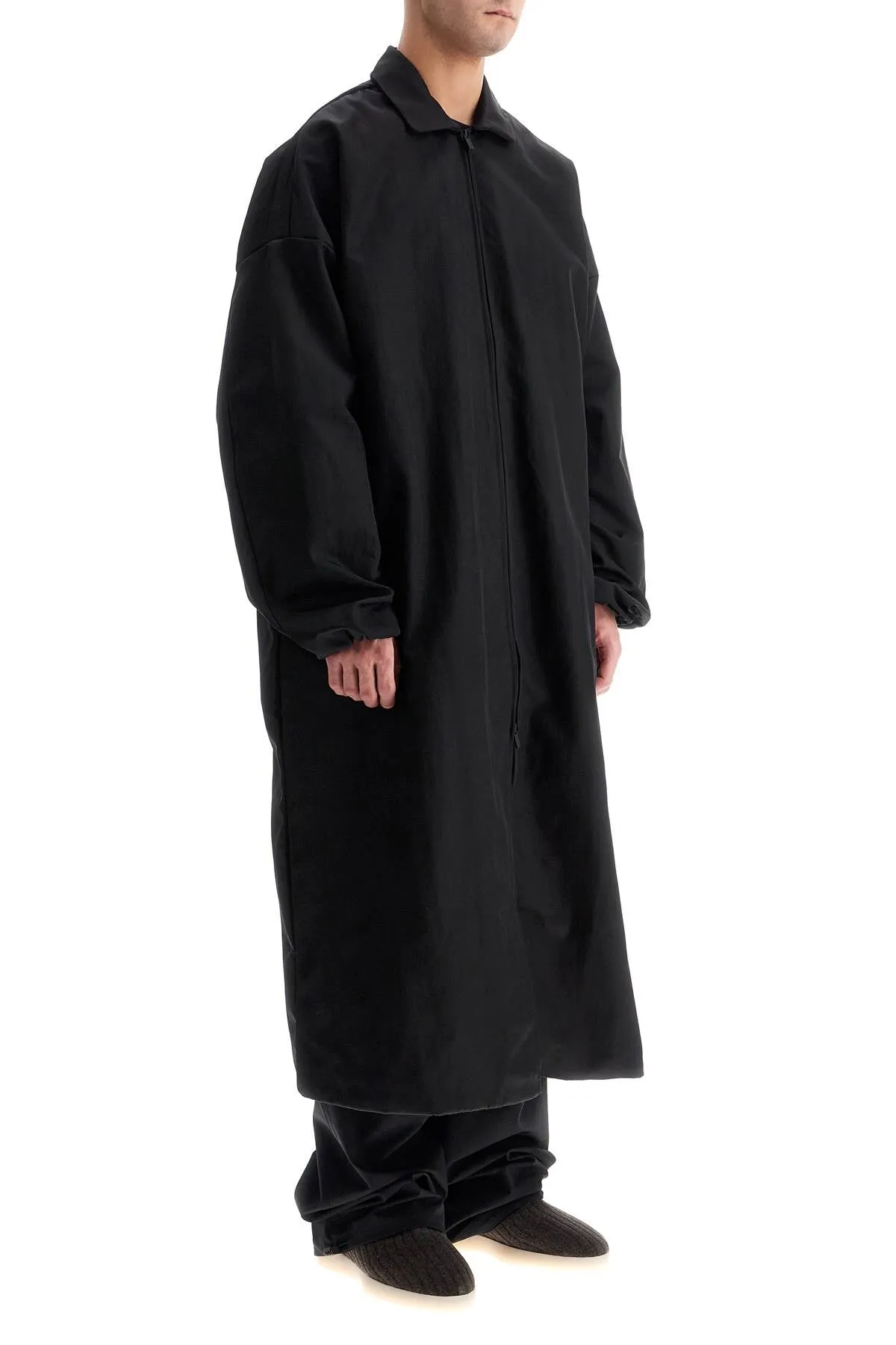 Fear Of God Essentials Men's Long Nylon Jacket With Logo Patch.