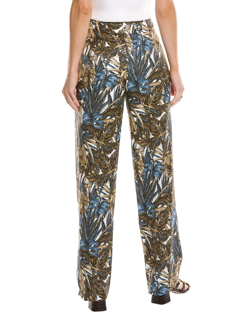 Ferragamo Printed Foliage Silk & Linen-Blend Pant