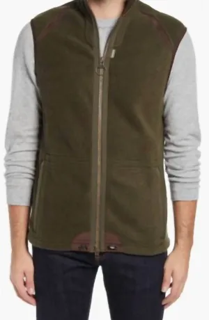 Fleece Zip Vest In Olive