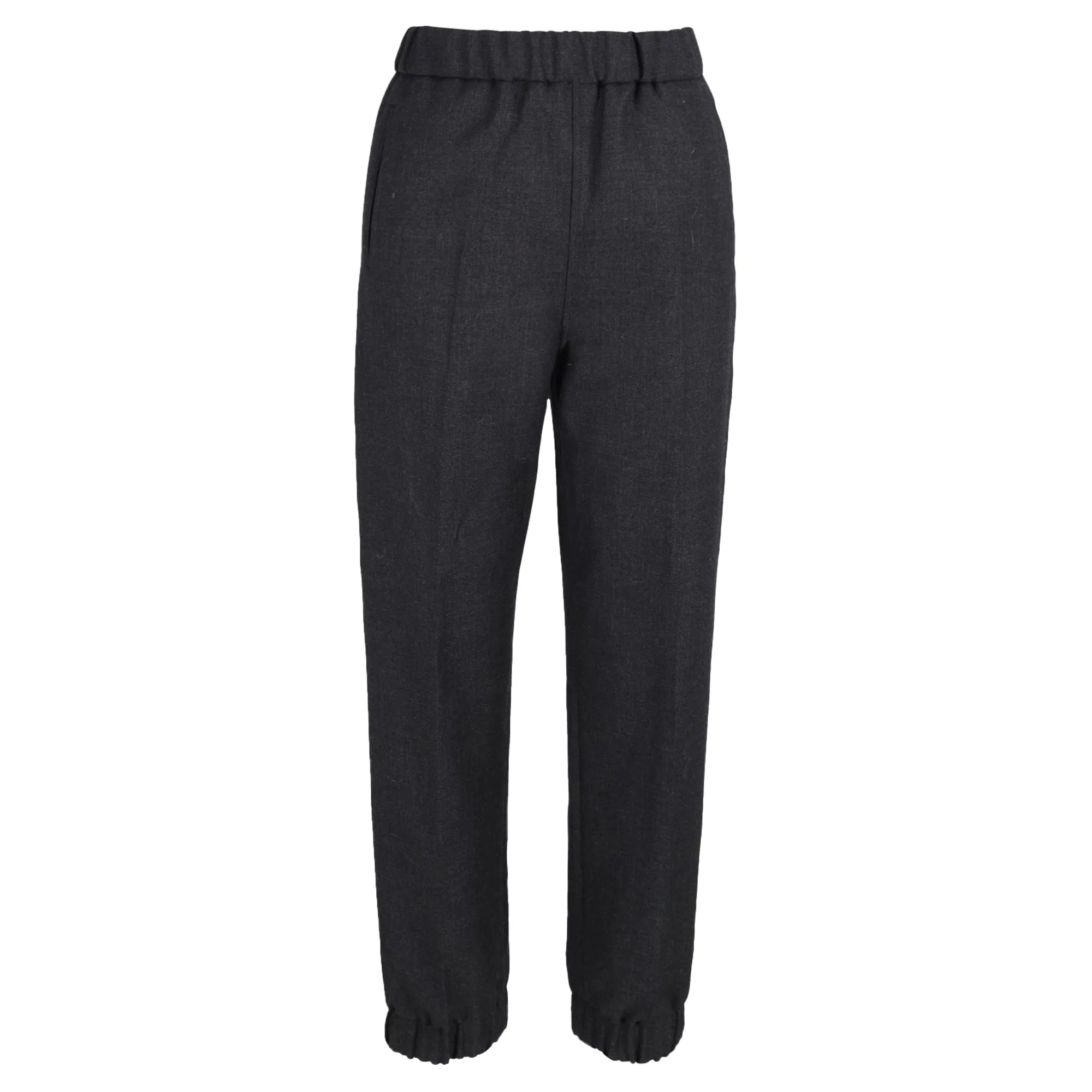 Ganni Cuffed Pants in Black Wool