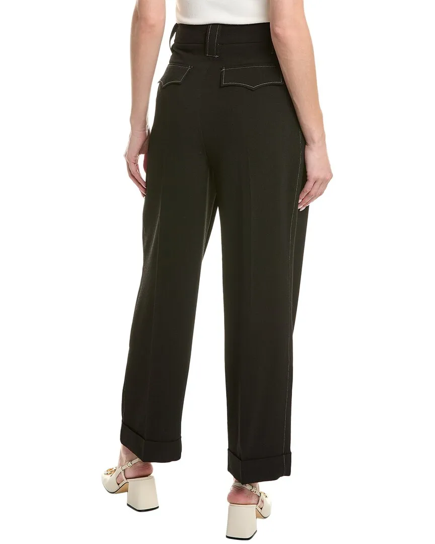 GANNI Loose Fit Mid-Waist Pleat Pant