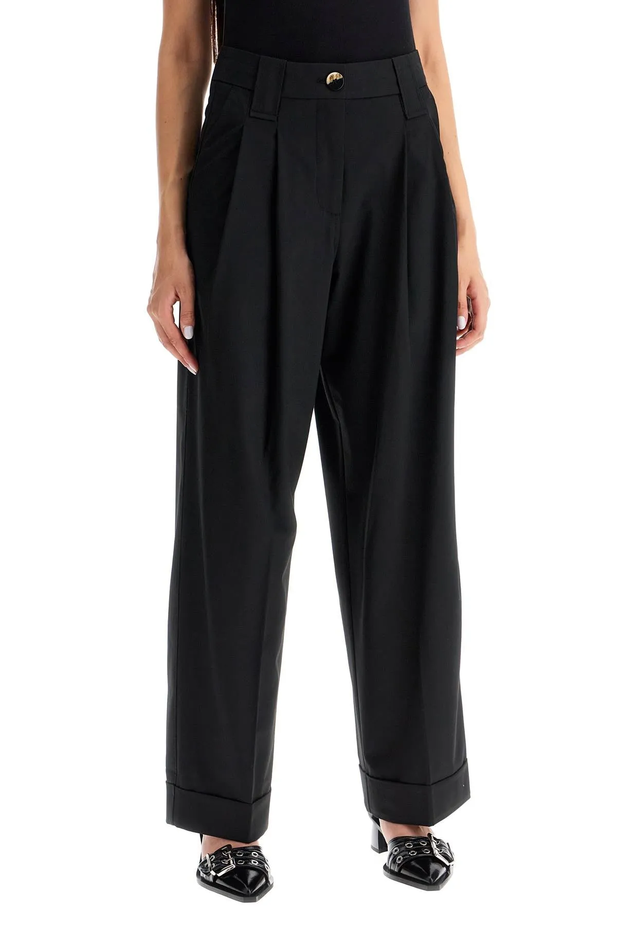 Ganni Women's Double Pleat Fluid Trousers