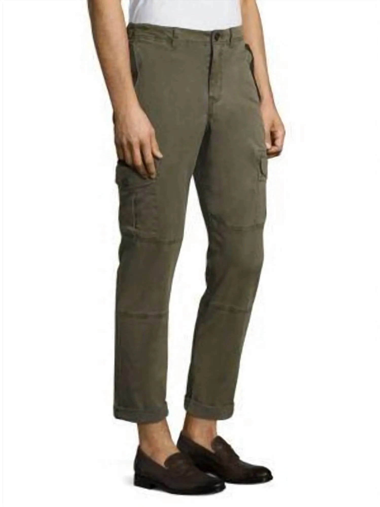 Garment Dyed Twill Regular Fit Cargo Pants In Olive