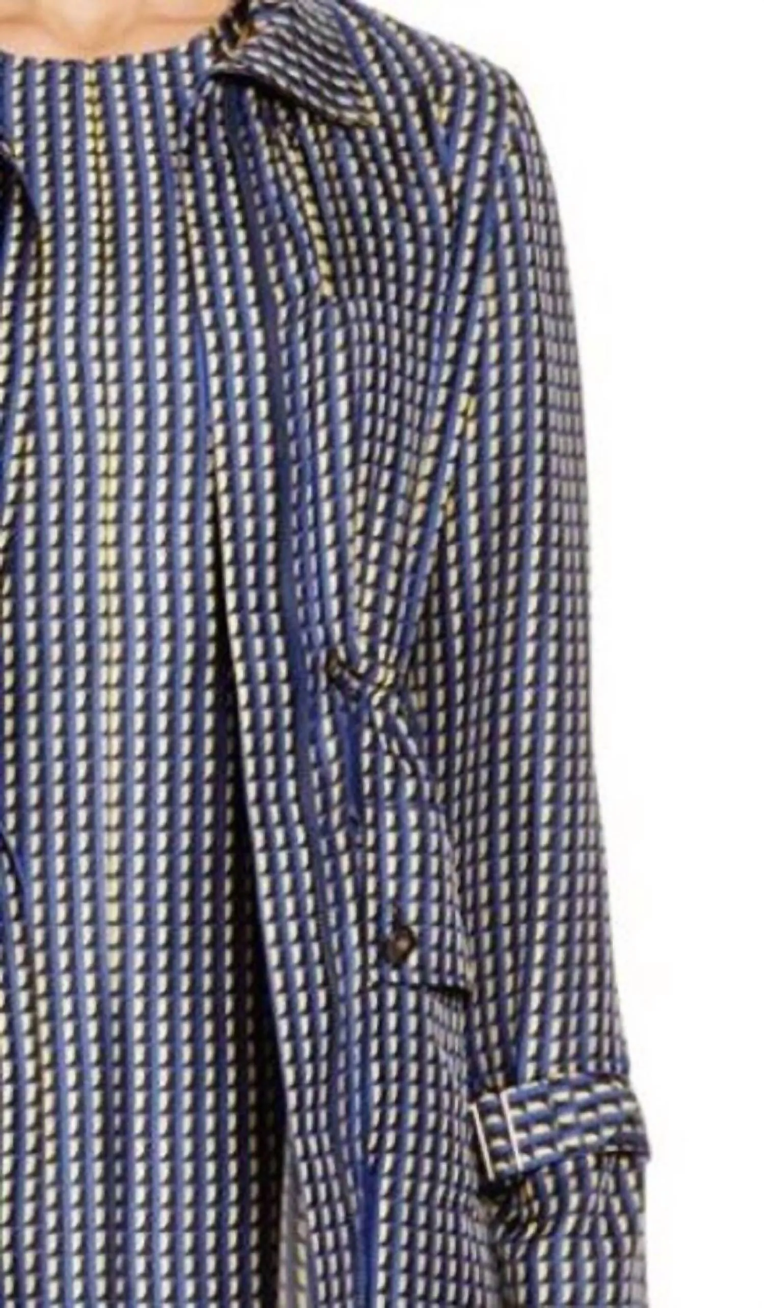 Geo-Print Safari Silk Geometric Print Jacket In Blue/yellow