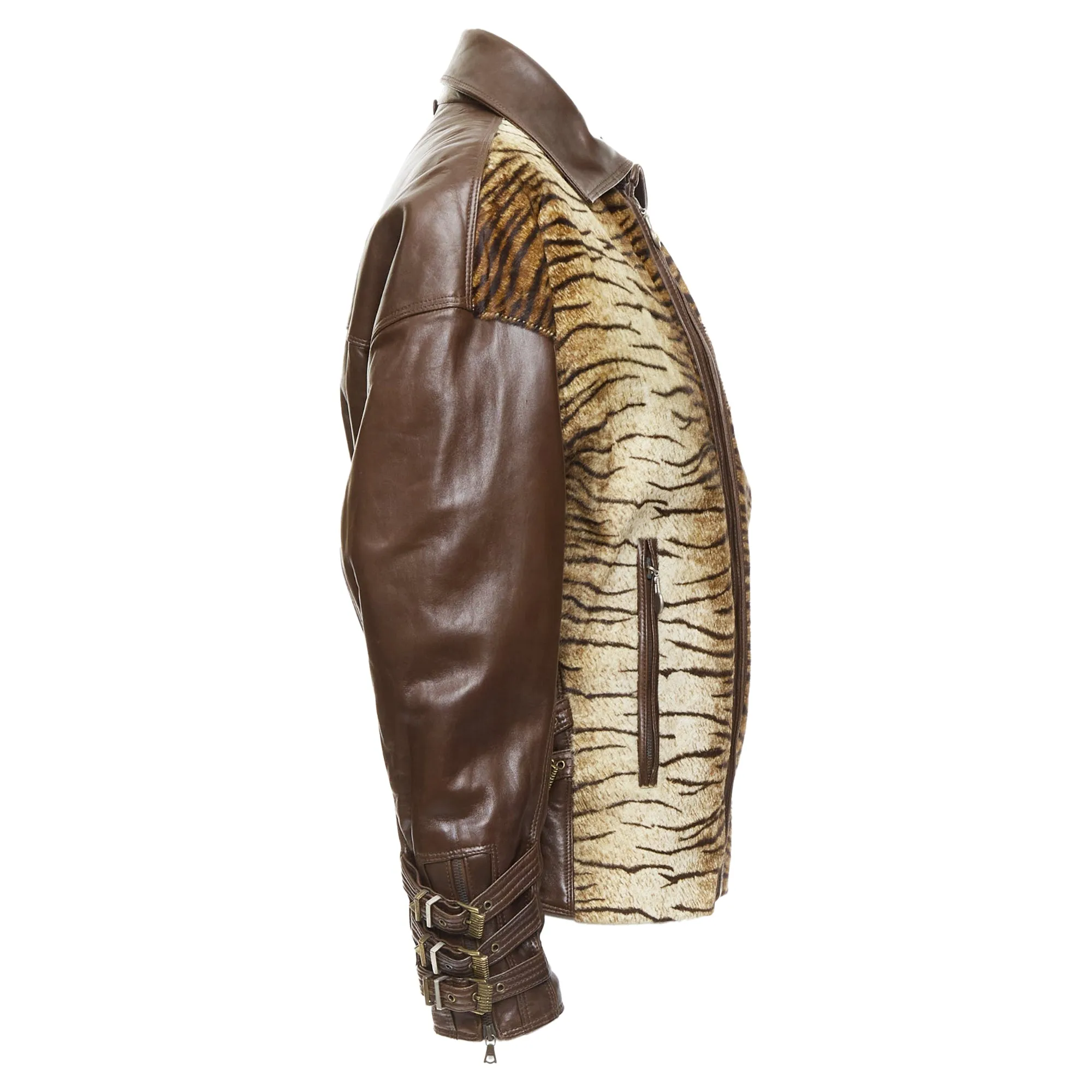 Gianni Versace S&M Bondage Buckle Tiger Bomber Jacket