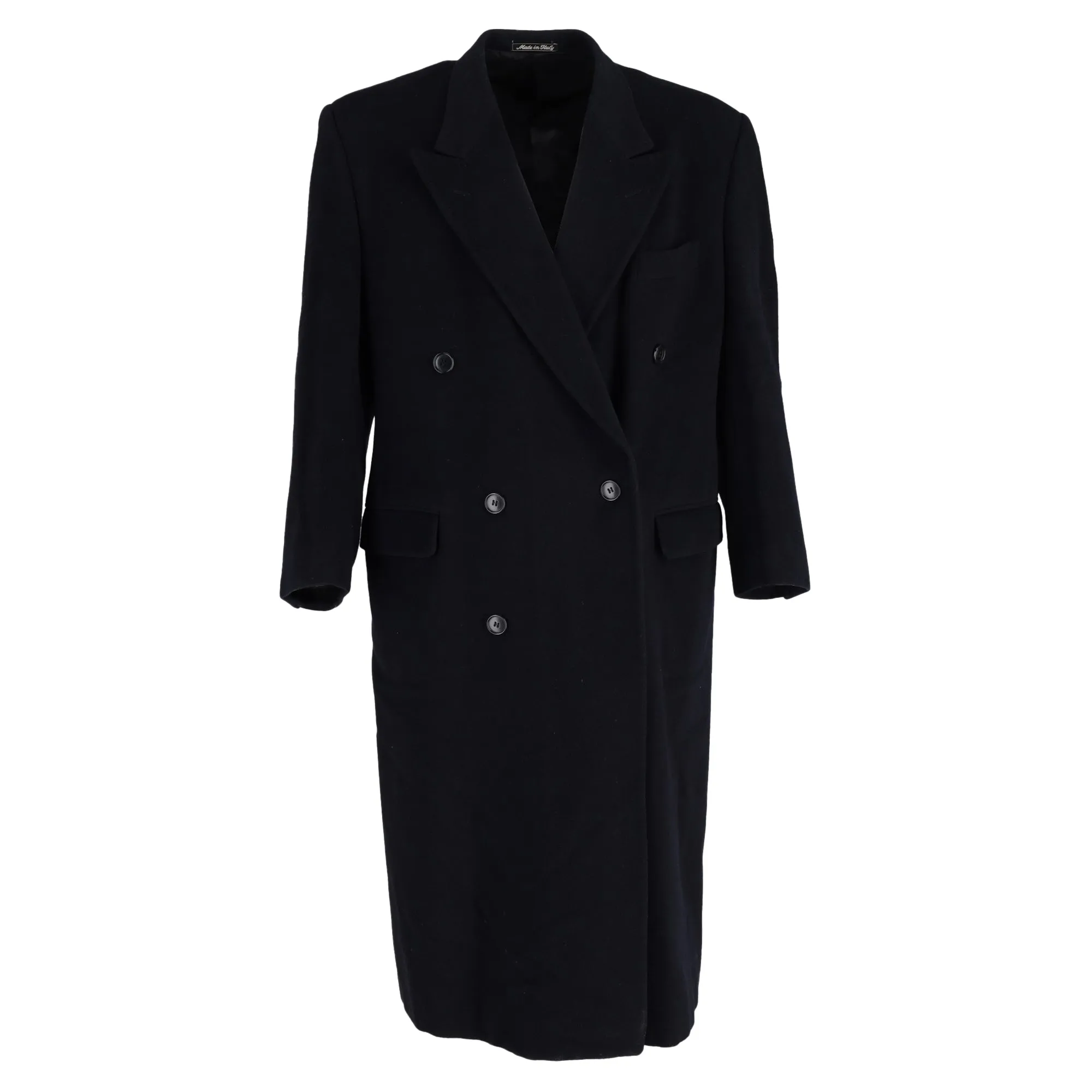 Giorgio Armani Double-Breasted Overcoat in Navy Blue Wool