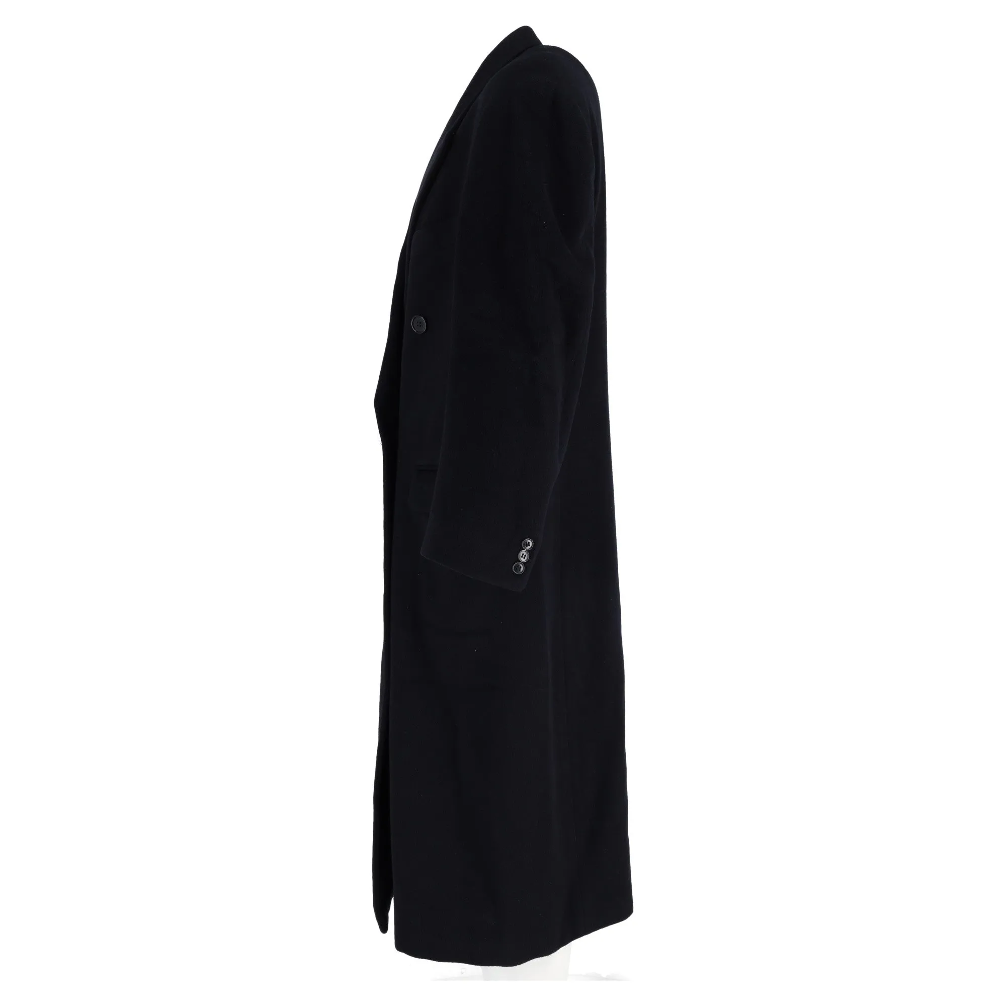 Giorgio Armani Double-Breasted Overcoat in Navy Blue Wool