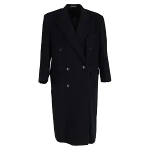 Giorgio Armani Double-Breasted Overcoat in Navy Blue Wool