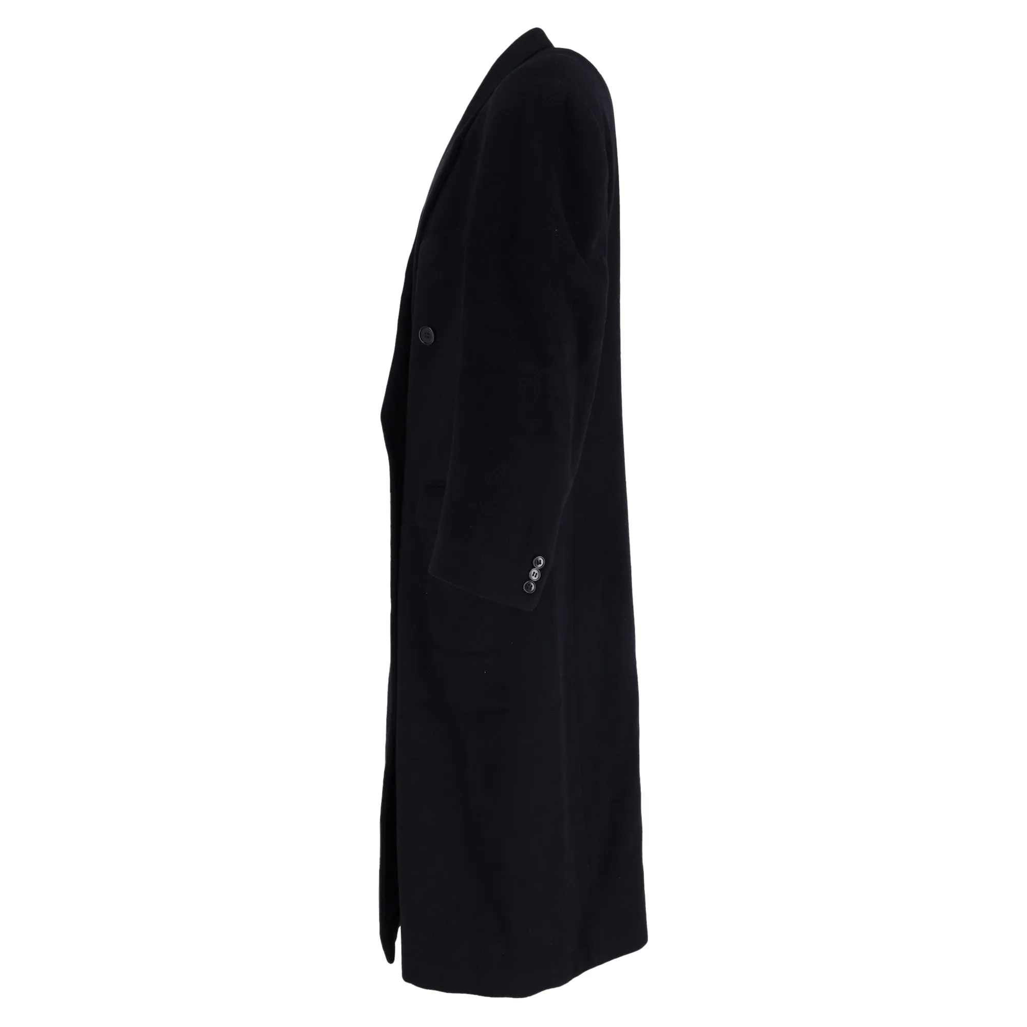 Giorgio Armani Double-Breasted Overcoat in Navy Blue Wool