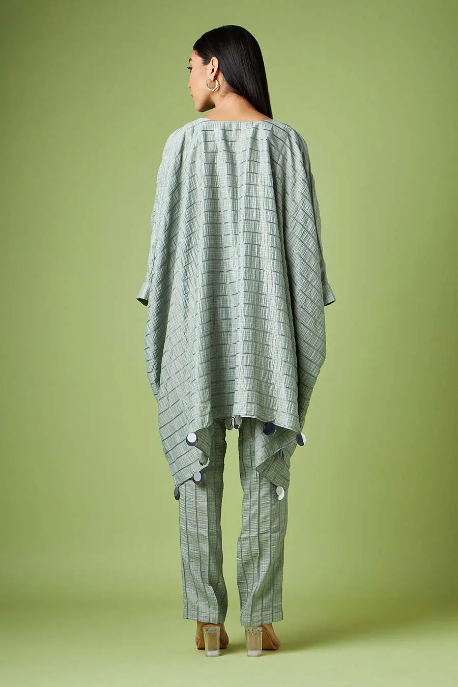 Grey Embellished Kaftan & Pant Co-Ord Set
