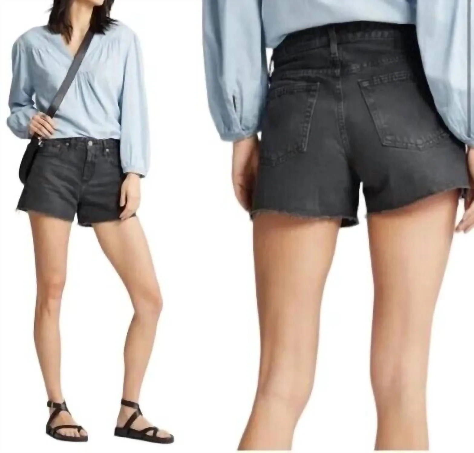Hailey Cut-Off Ex Boyfriend Raw Hem Short In Black