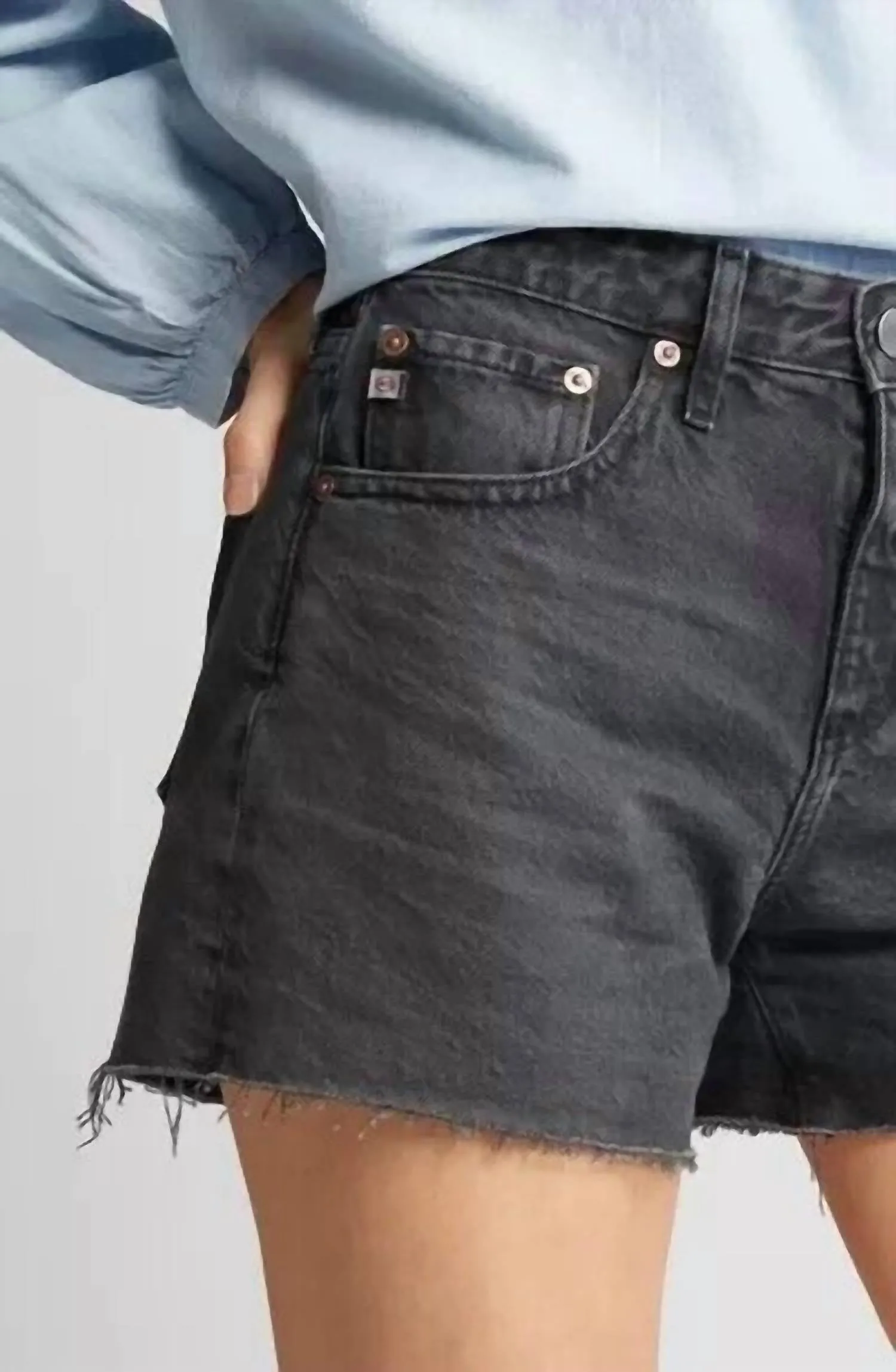 Hailey Cut-Off Ex Boyfriend Raw Hem Short In Black