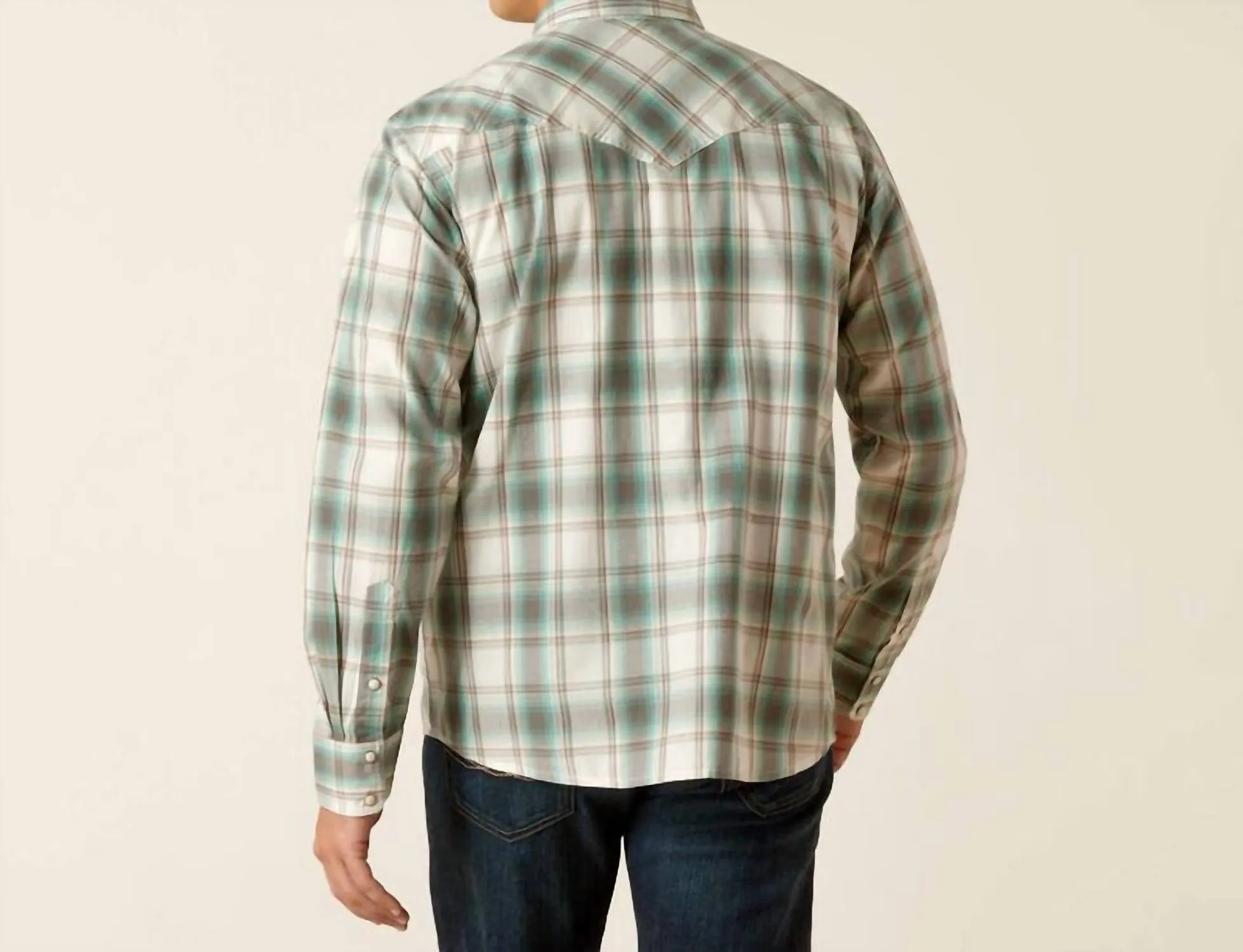 Hansai Retro Snap Long Sleeve Shirt In Egret