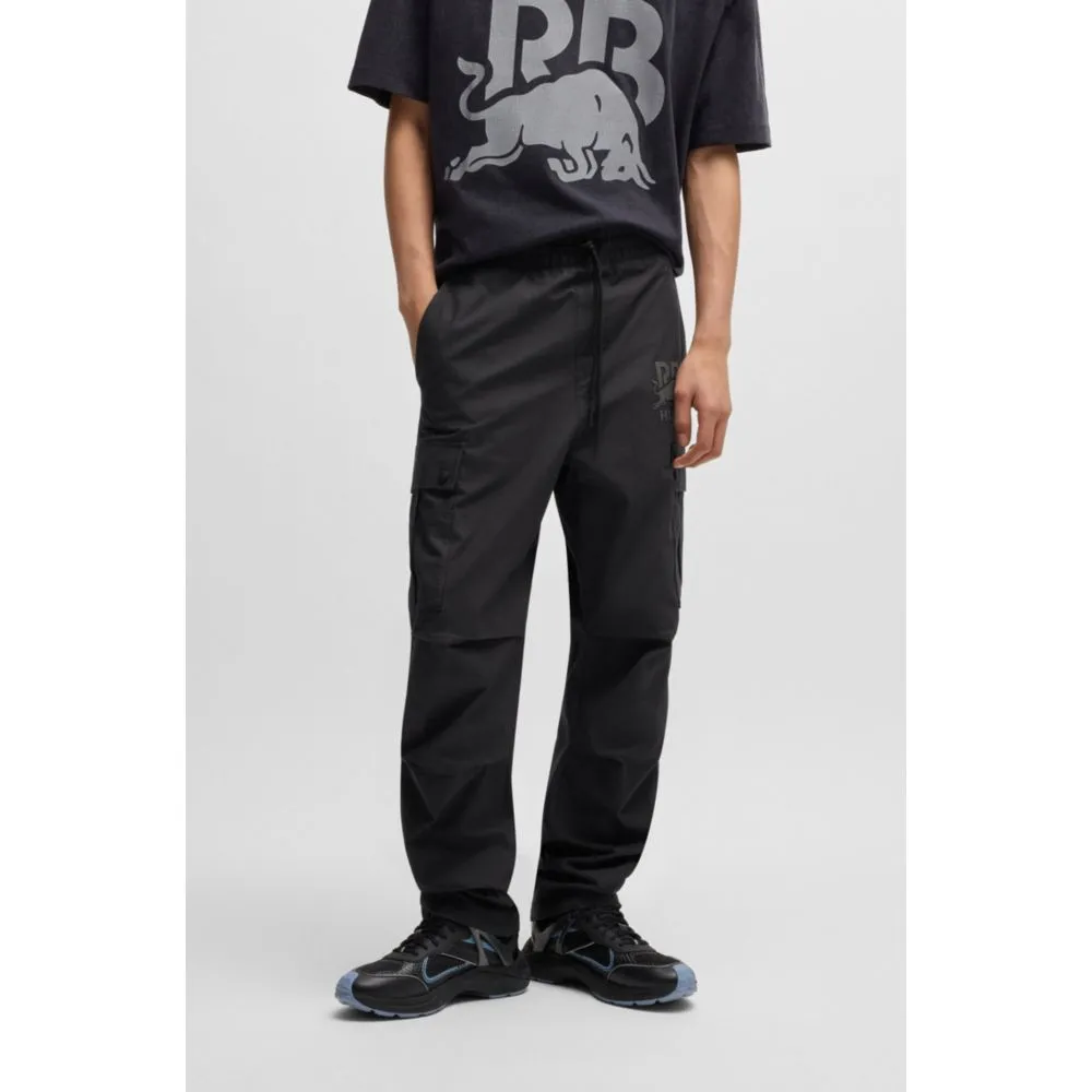 HUGO x RB regular-fit trousers with carbon stealth logo