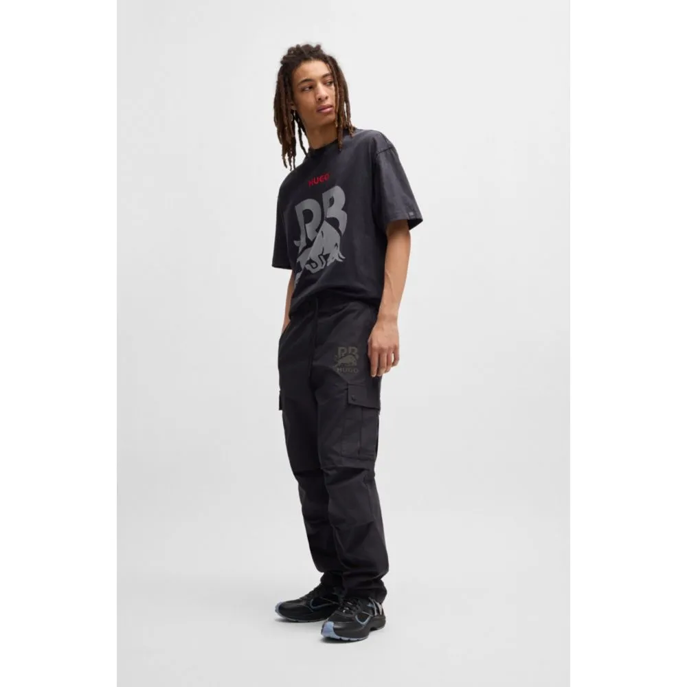 HUGO x RB regular-fit trousers with carbon stealth logo