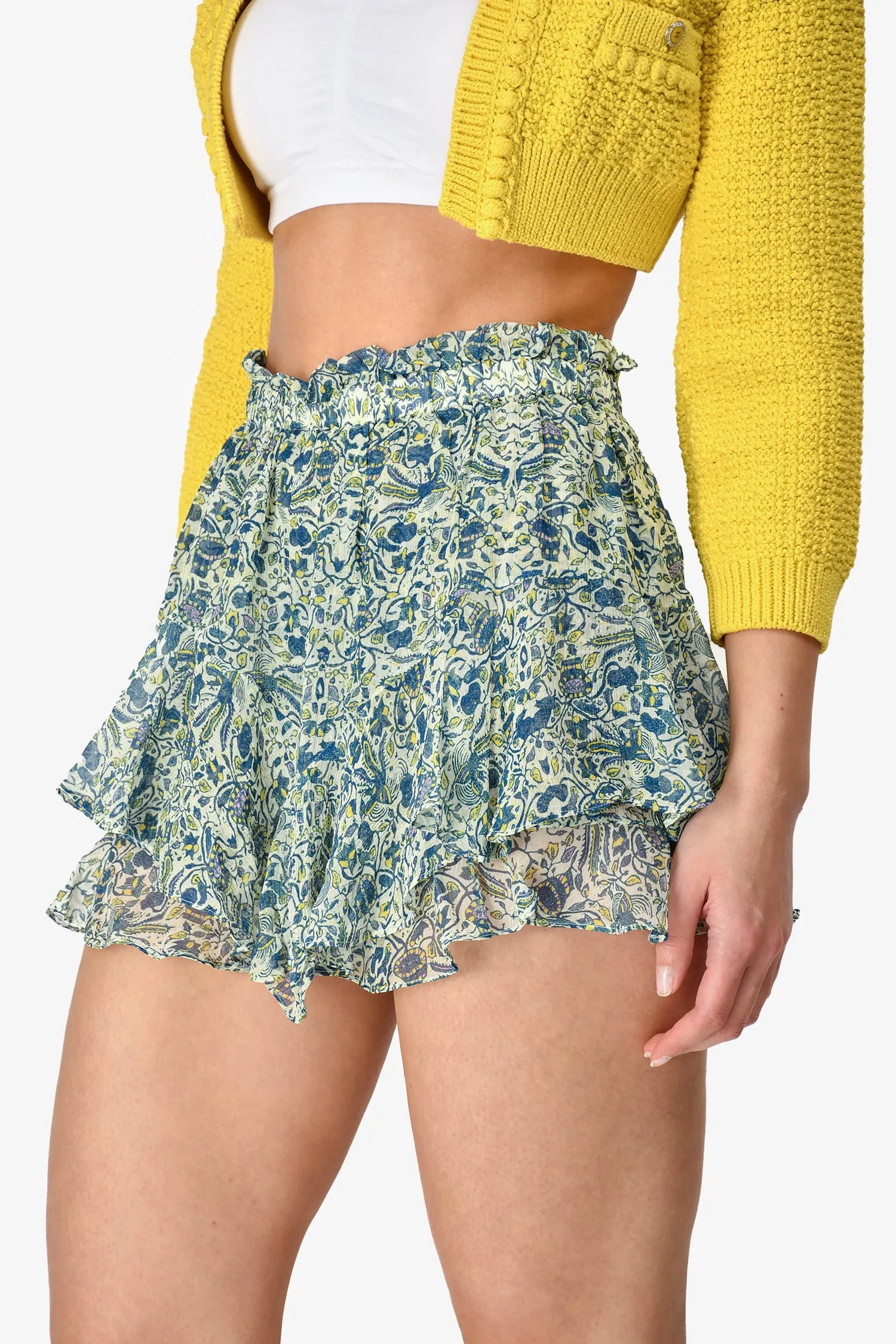 Isabel Marant Blue/Green Printed Silk Mini Skort Size 36