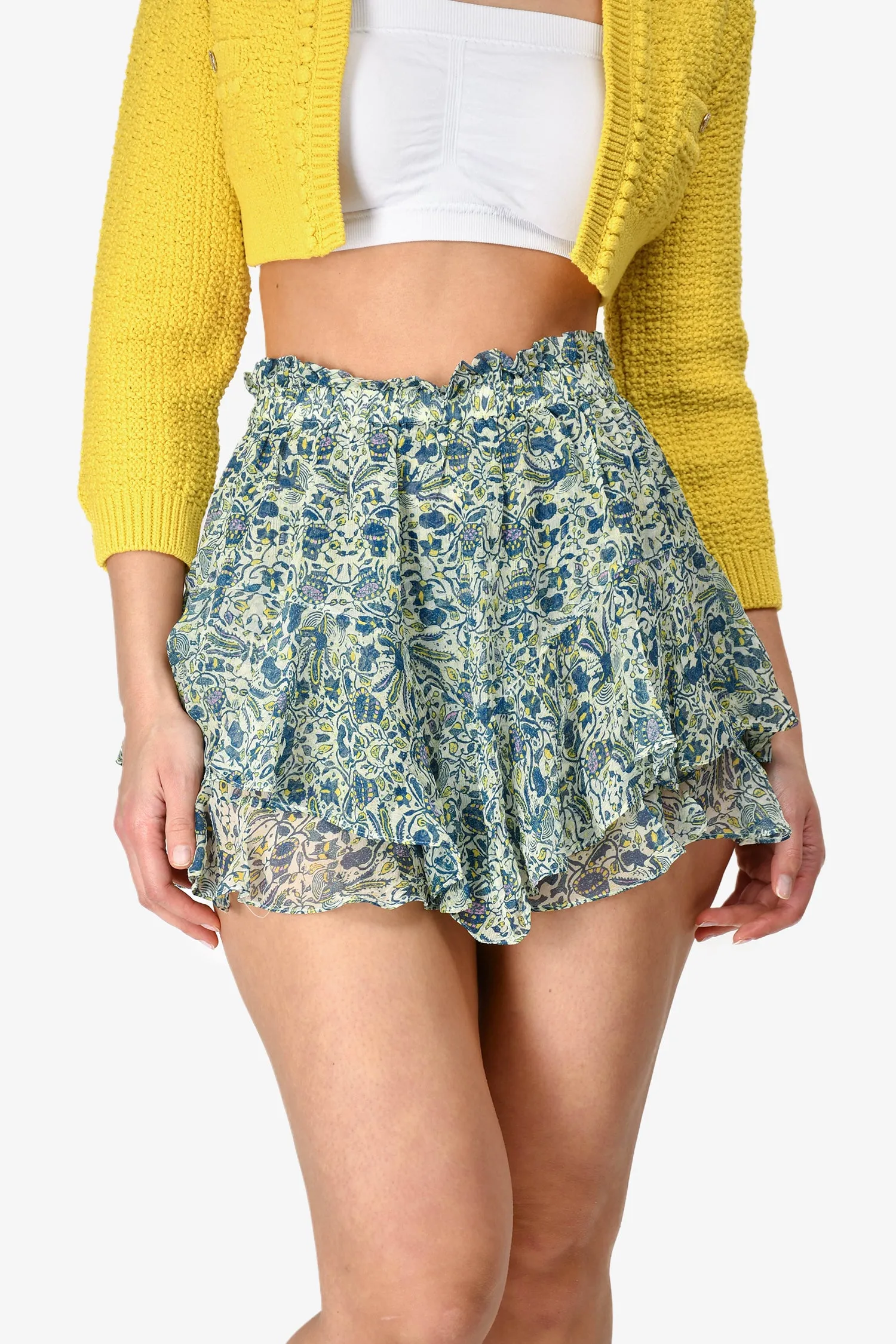Isabel Marant Blue/Green Printed Silk Mini Skort Size 36