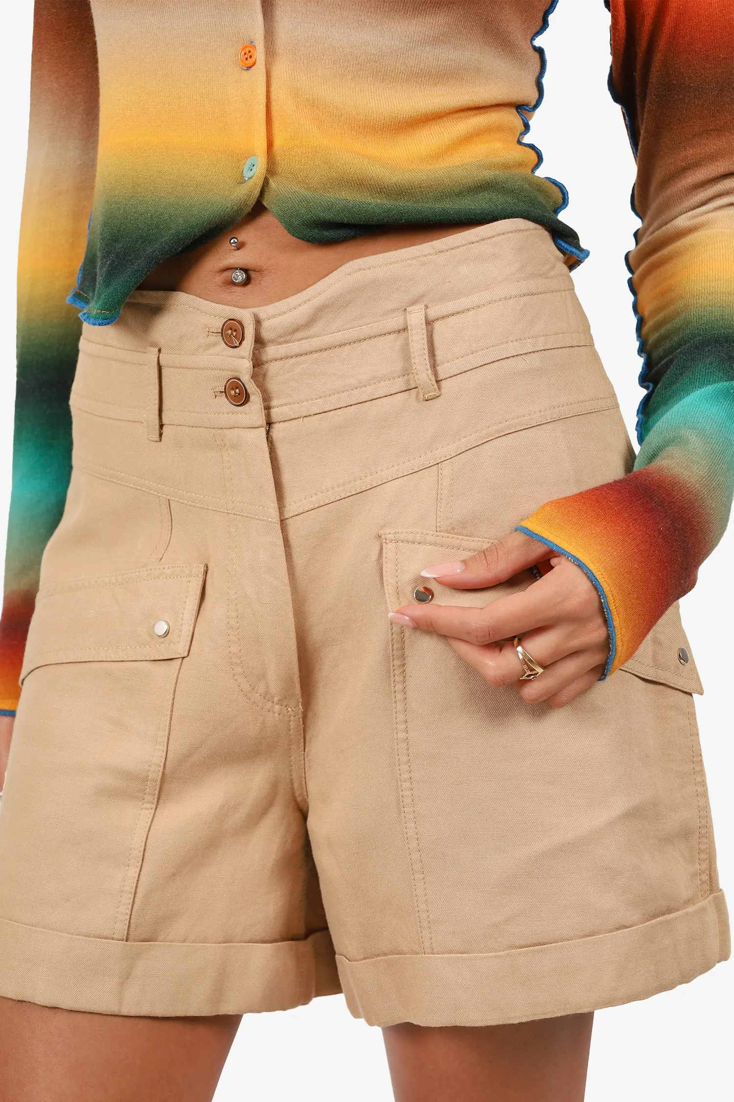 Jonathan Simkhai Khaki Mini Shorts Size 2