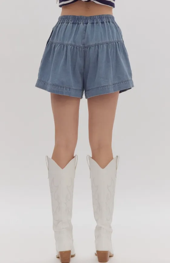 Kelsey High Waist Flare Denim Shorts