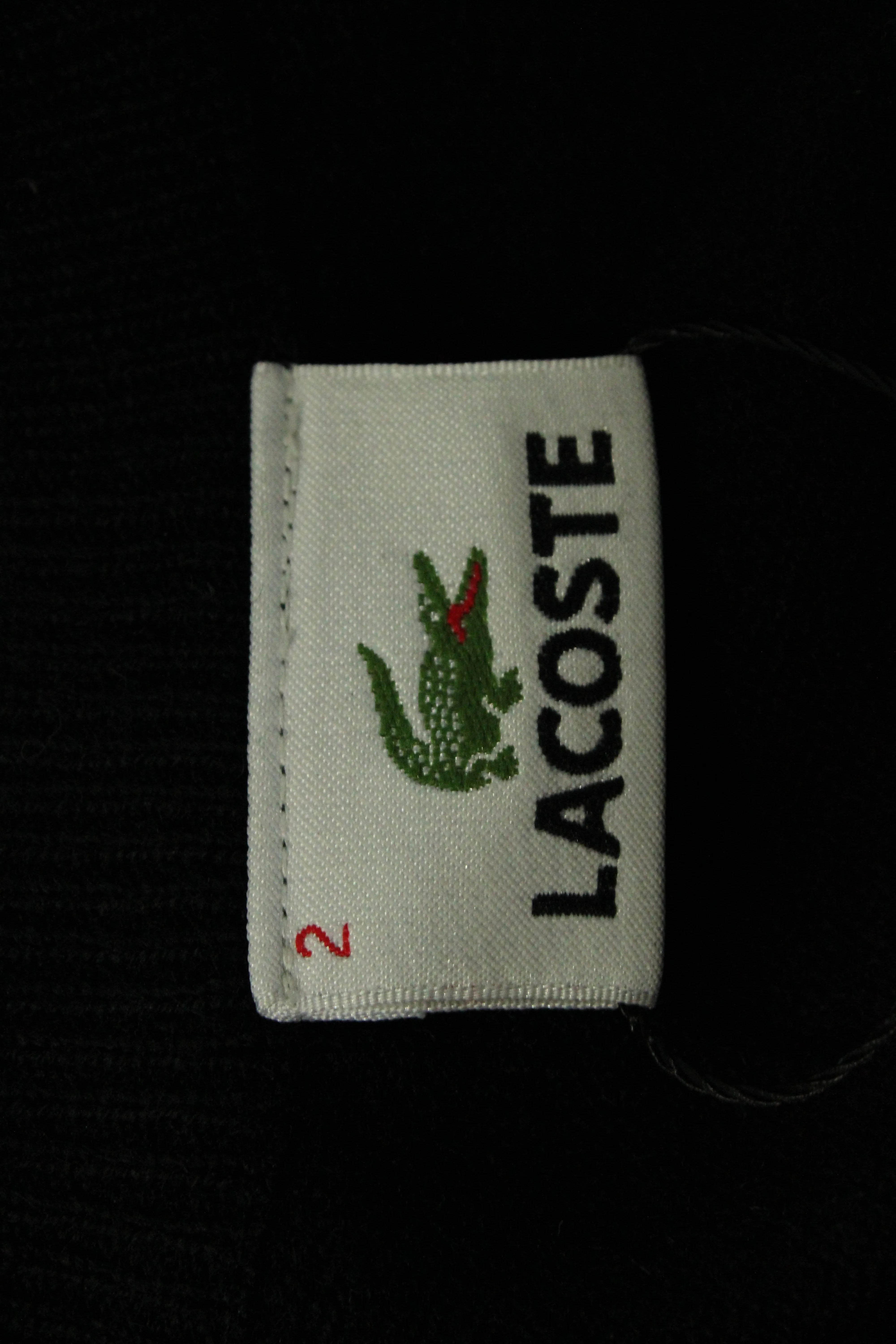 Lacoste Logo V-neck Sweater in Black Wool