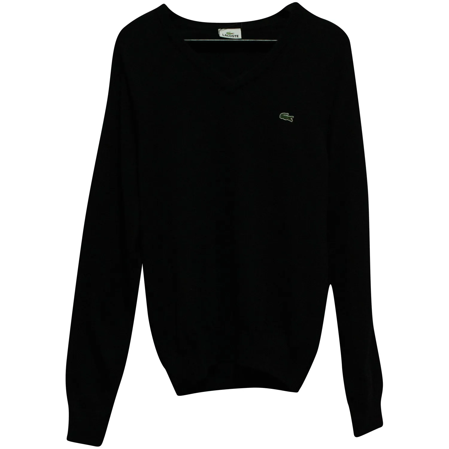 Lacoste Logo V-neck Sweater in Black Wool