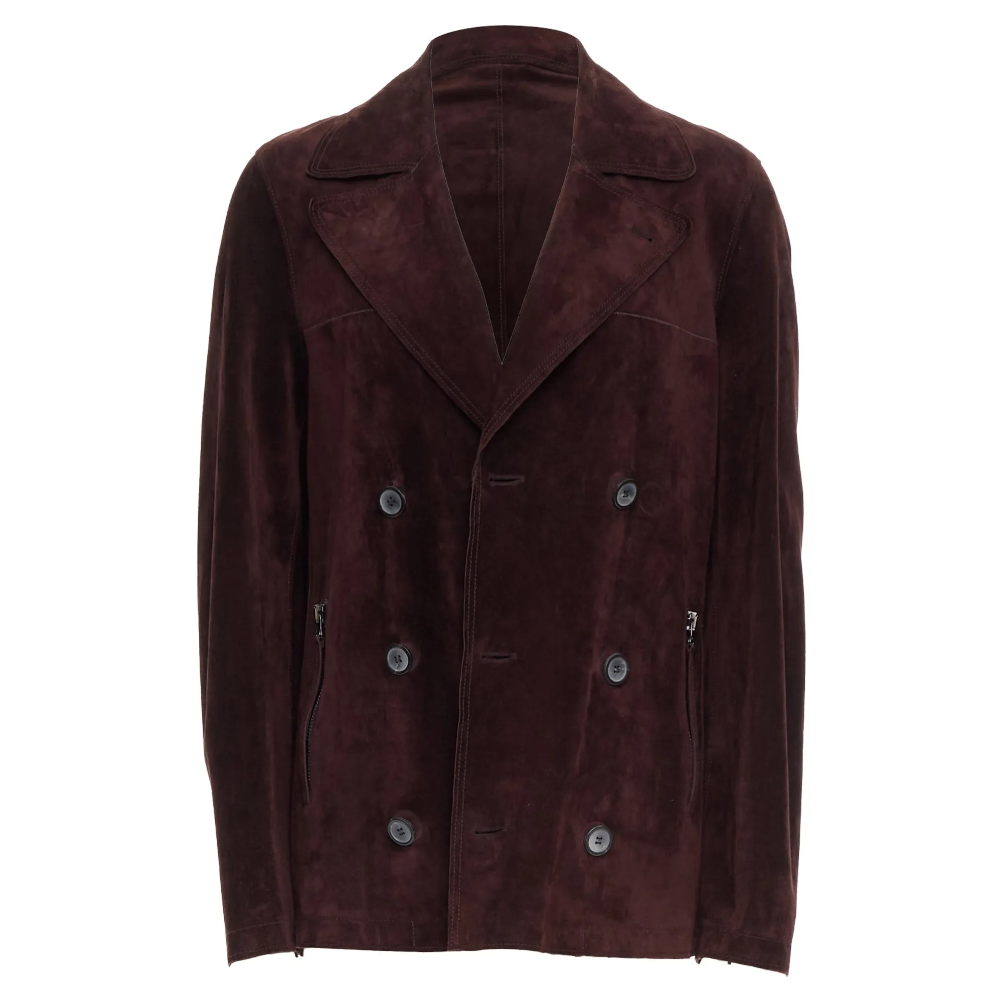 Lanvin Vegetable Calfskin Suede Double Breasted Jacket