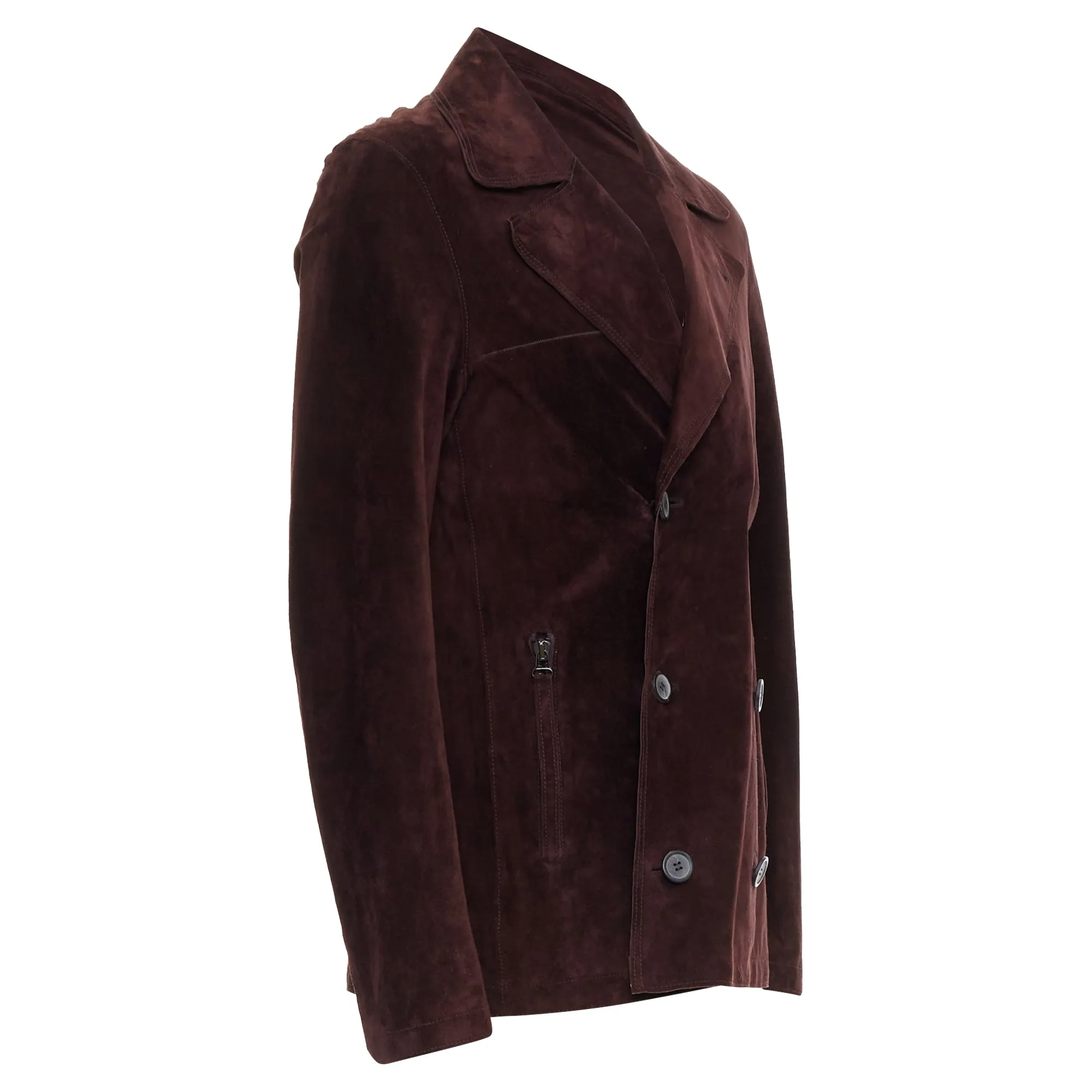 Lanvin Vegetable Calfskin Suede Double Breasted Jacket