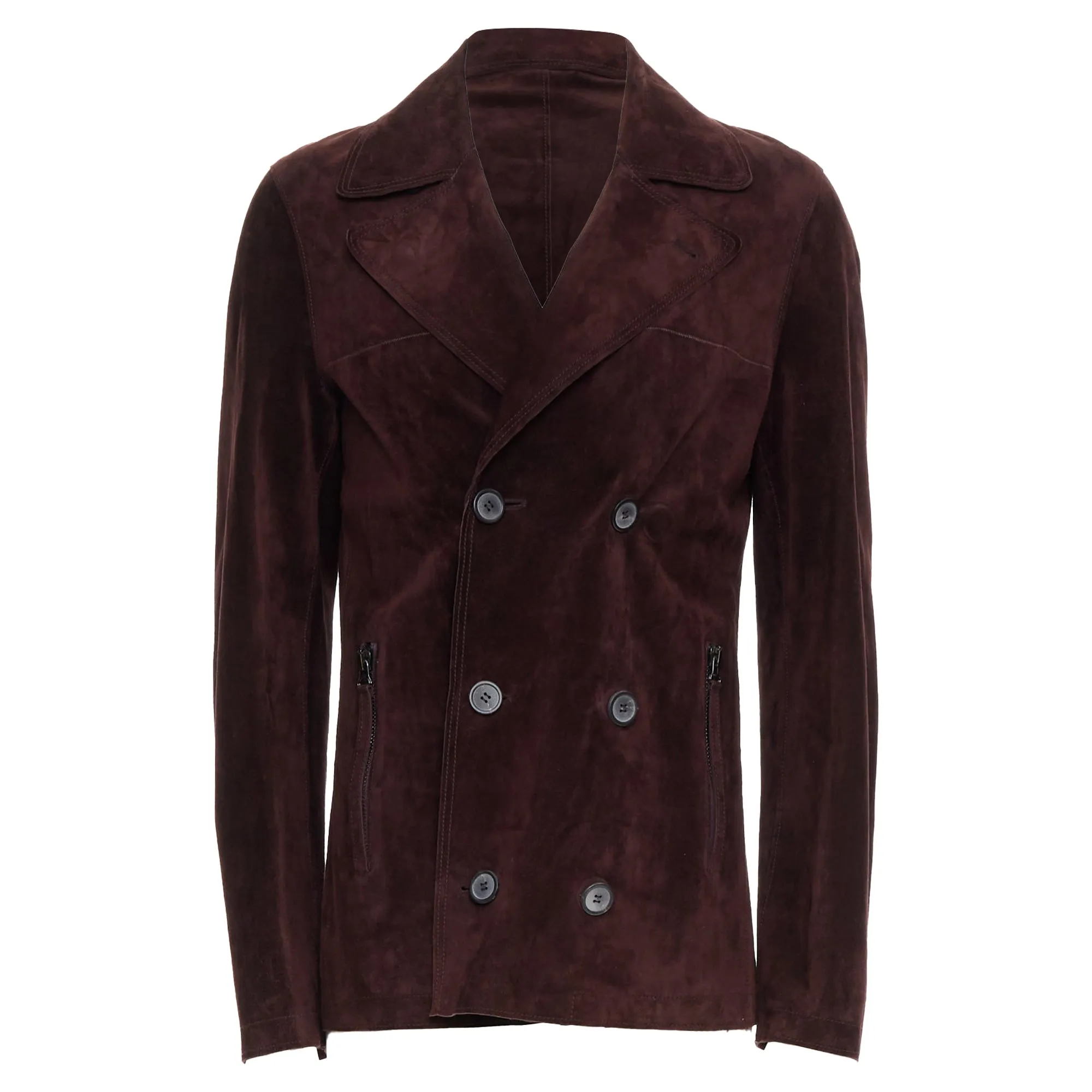 Lanvin Vegetable Calfskin Suede Double Breasted Jacket