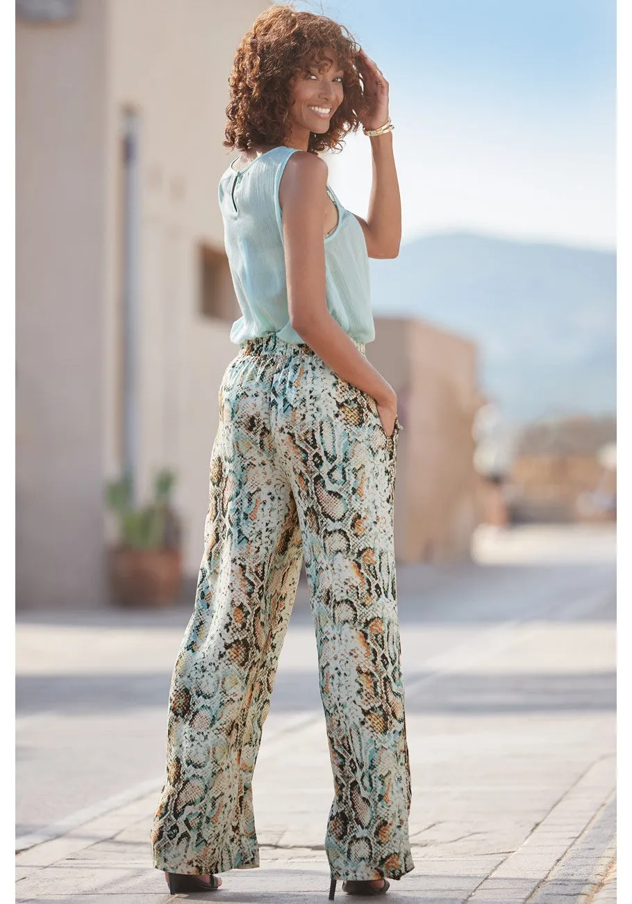 LASCANA Women's Printed Wide Leg Pants