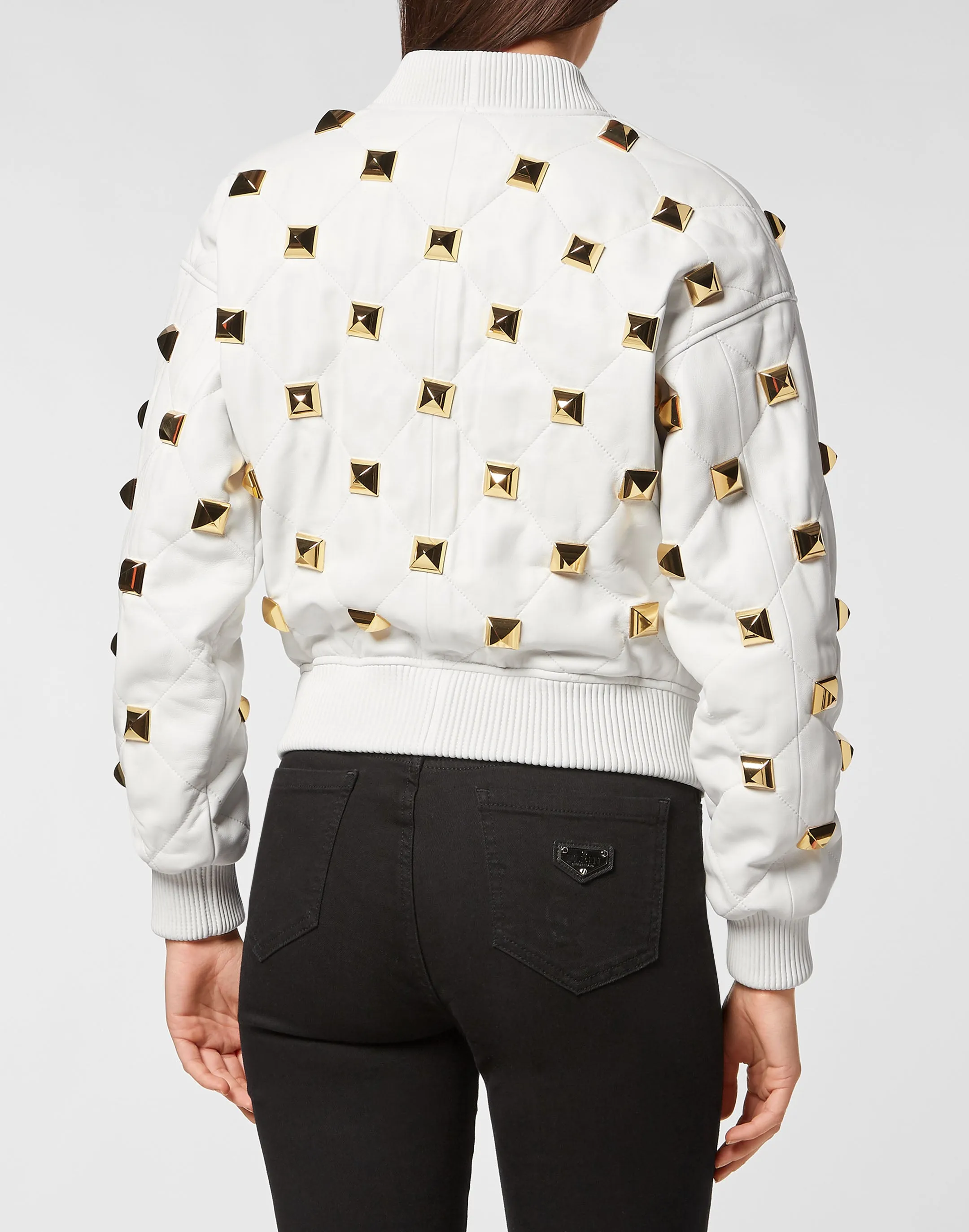 Leather Bomber Matelassè Studs