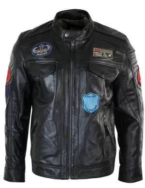 Leather Jacket Badge Racing US Pilot