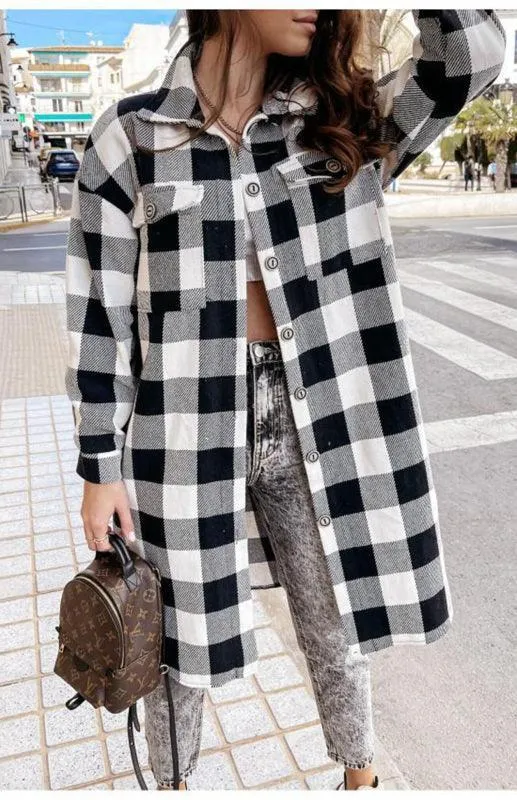 Long Plaid Women's Shirt