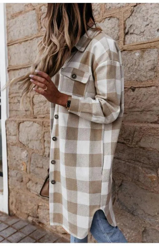 Long Plaid Women's Shirt
