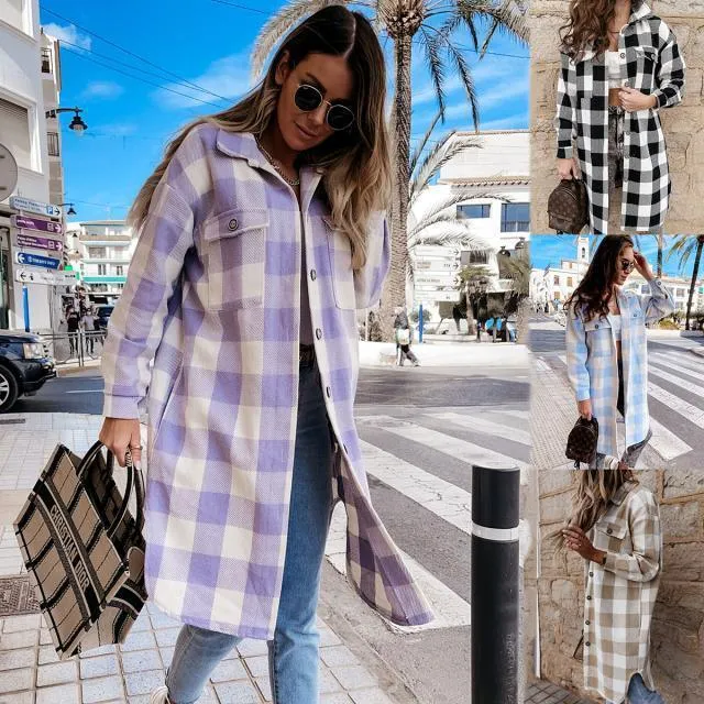 Long Plaid Women's Shirt