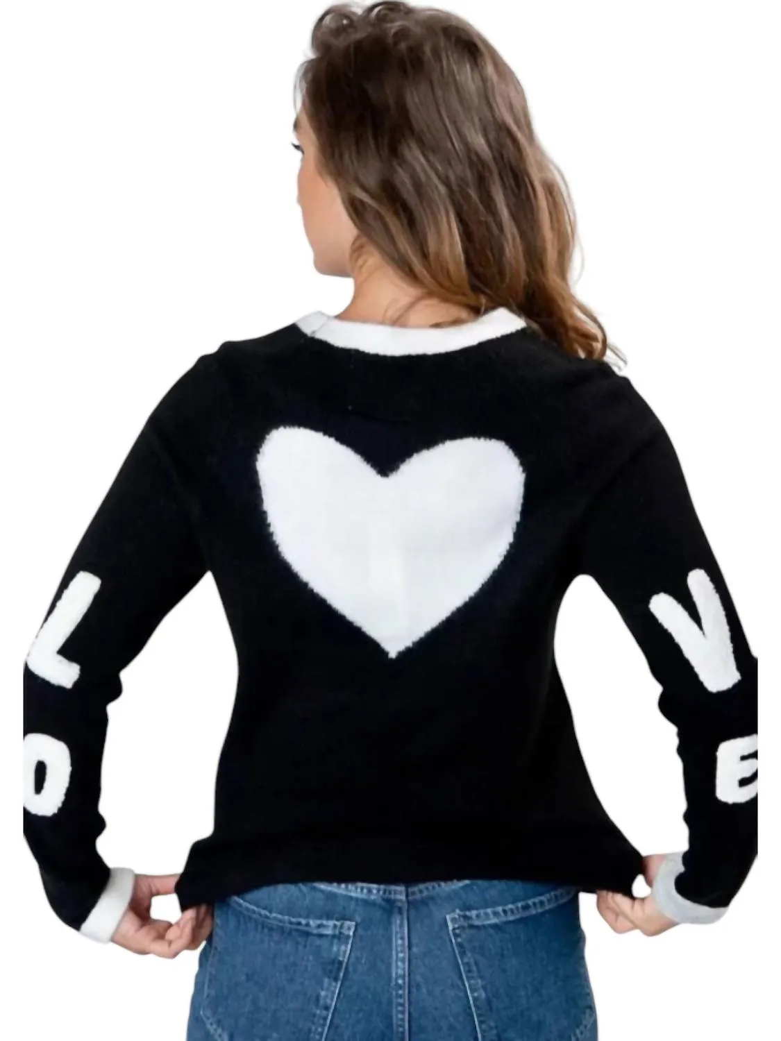 Madz Ringer Sweater With Love/heart In Black