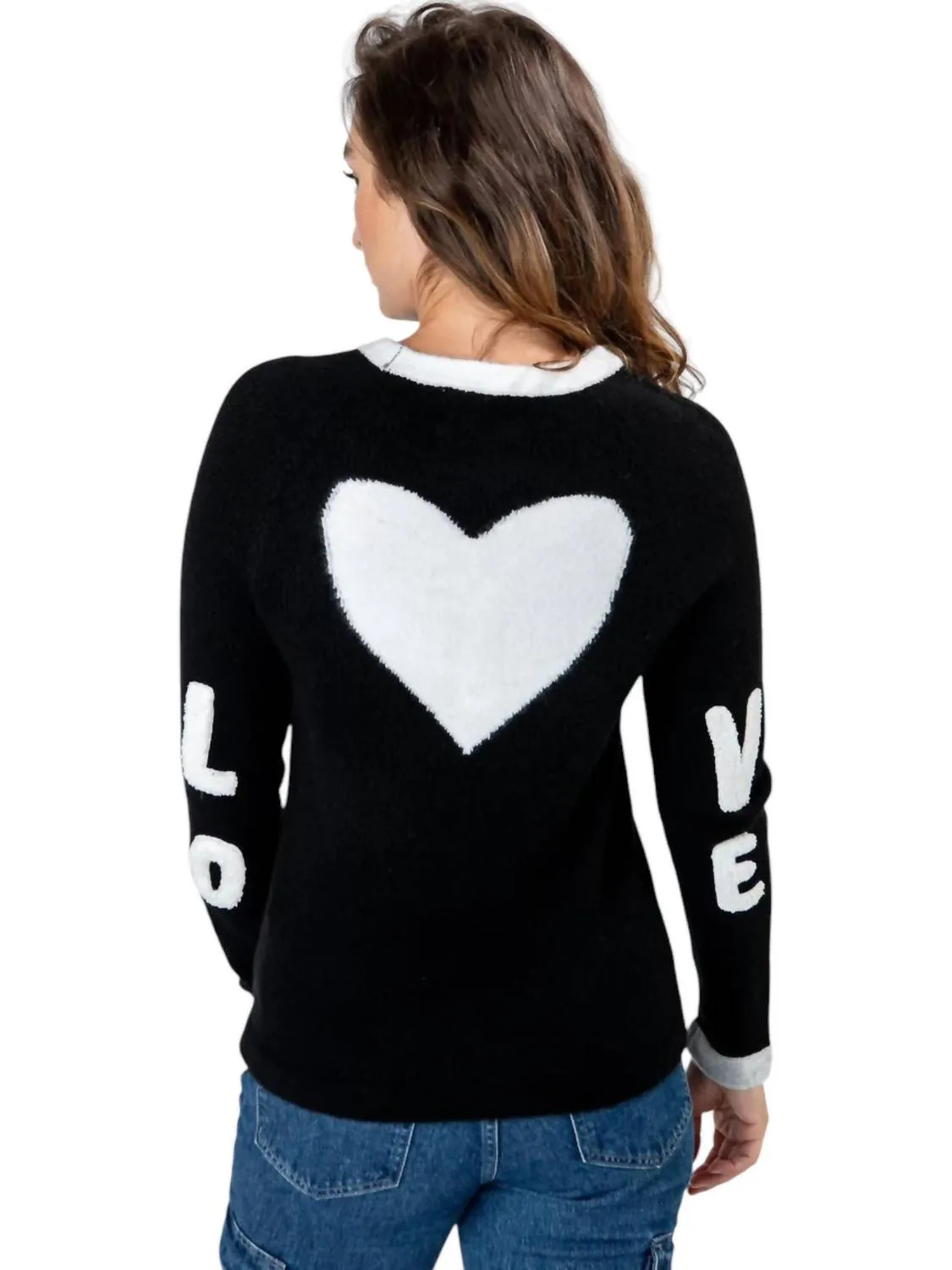 Madz Ringer Sweater With Love/heart In Black