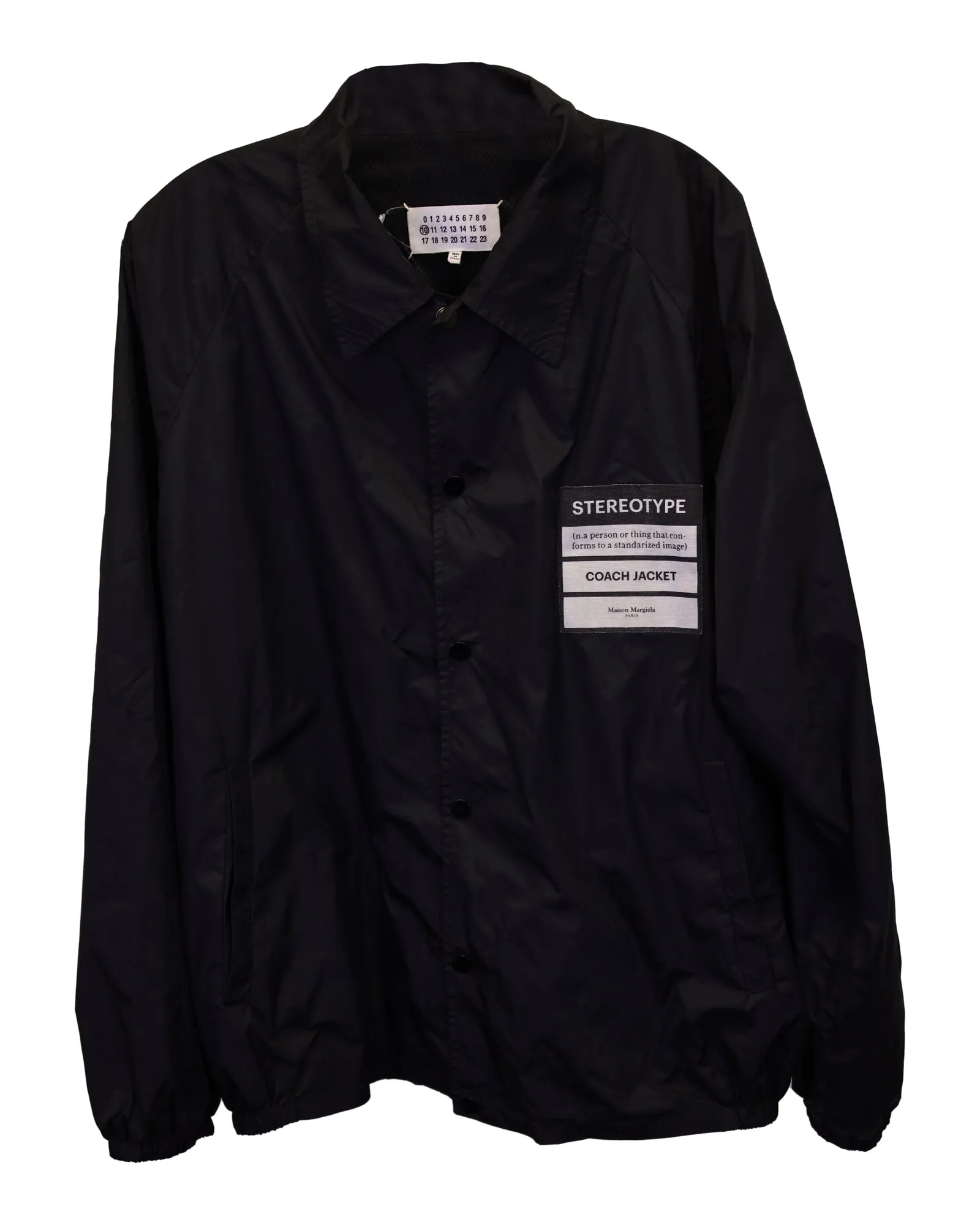 Maison Martin Margiela Stereotype Patch Coach Jacket in Black Polyamide