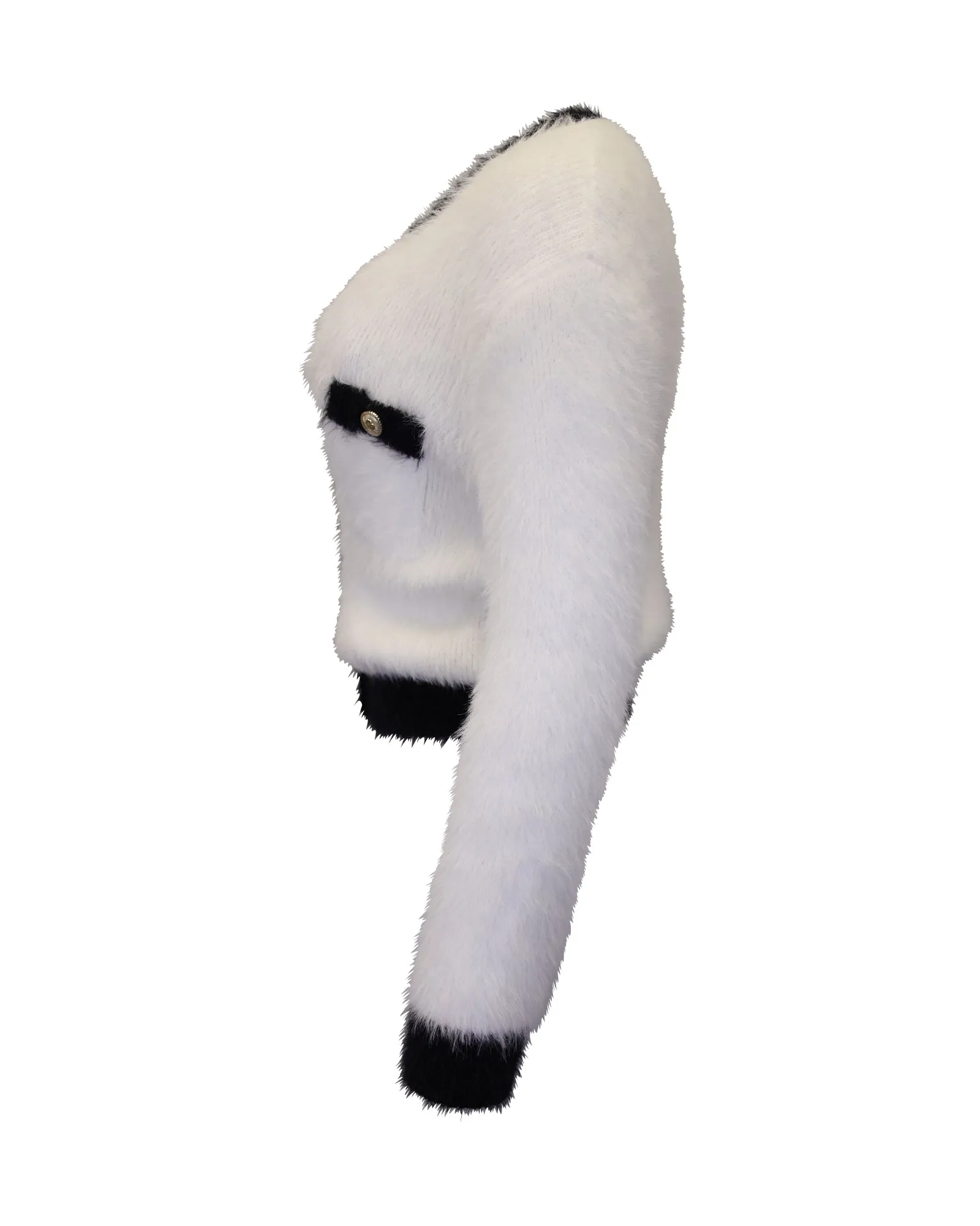 Maje Muffy Fuzzy Cardigan in White Polyamide