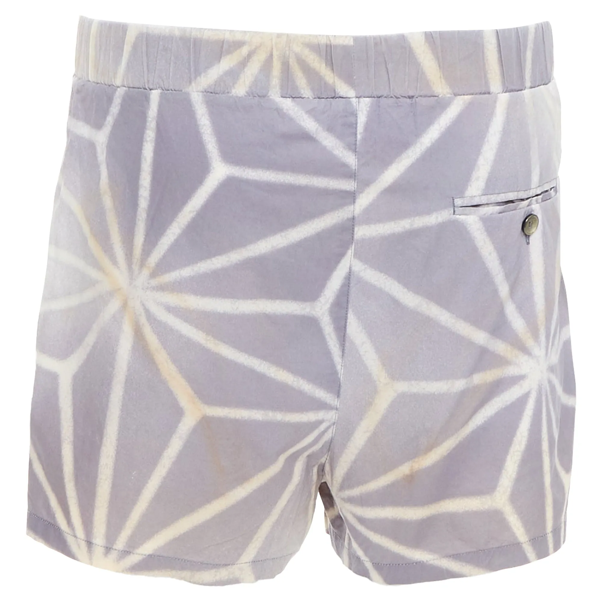 Marni light cream abstract print elastic shorts