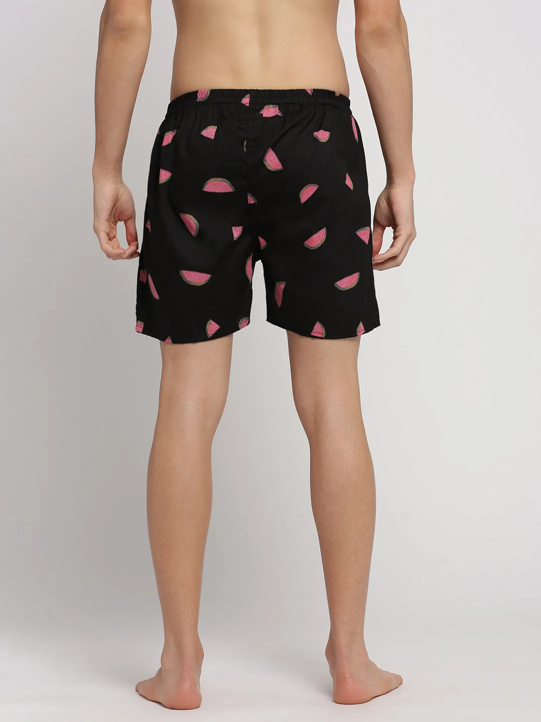 Men Black Slim Fit Conversational Printed Cotton Boxer