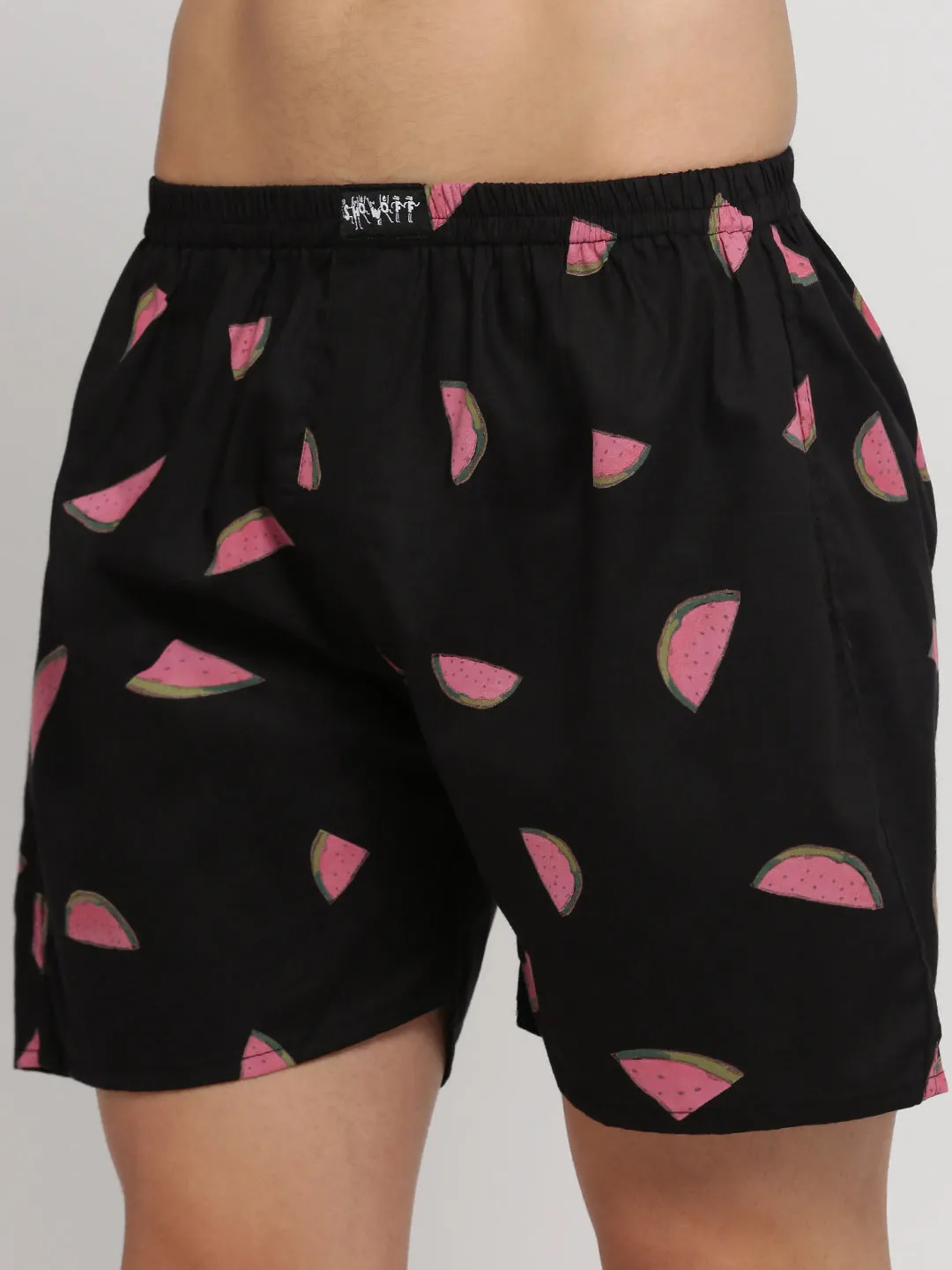Men Black Slim Fit Conversational Printed Cotton Boxer