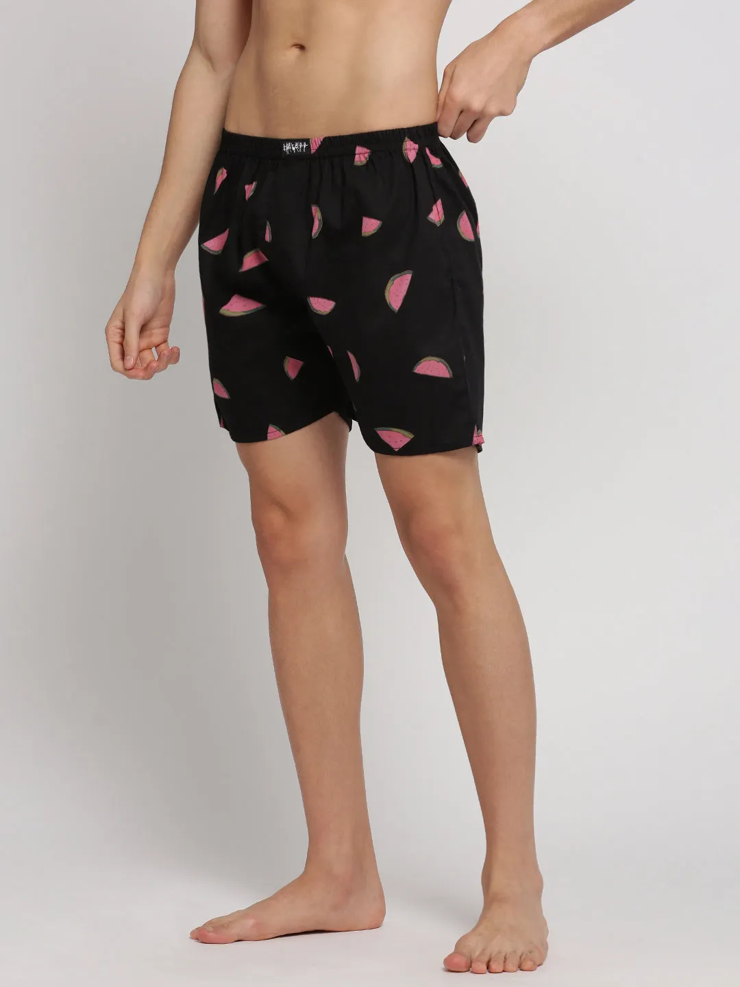 Men Black Slim Fit Conversational Printed Cotton Boxer