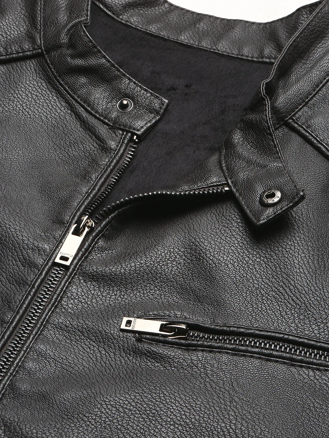 Men Grey Stand Collar Biker Jacket