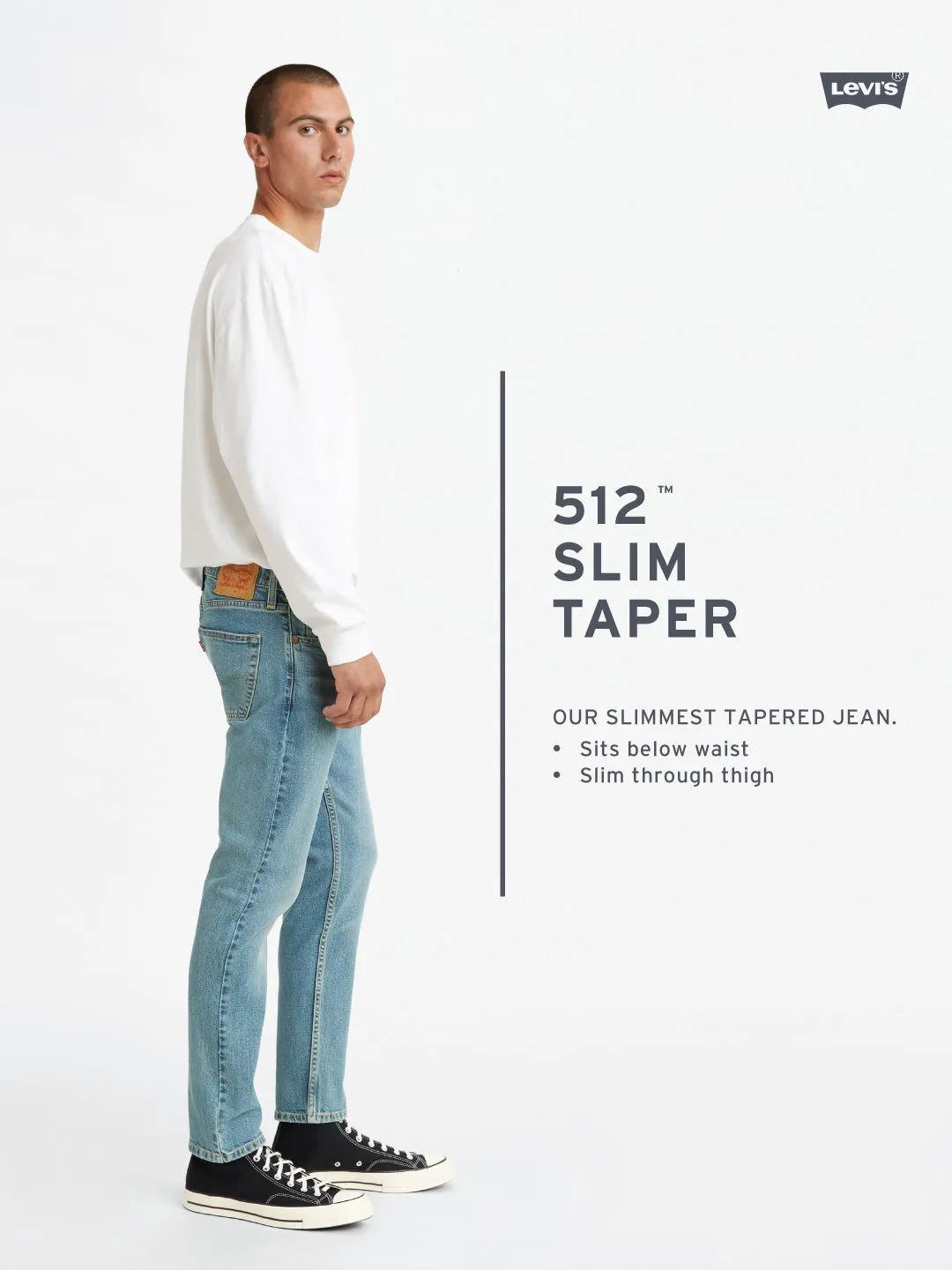 Men's 512 Mid Indigo Slim Tapered Fit Mid Rise Jeans