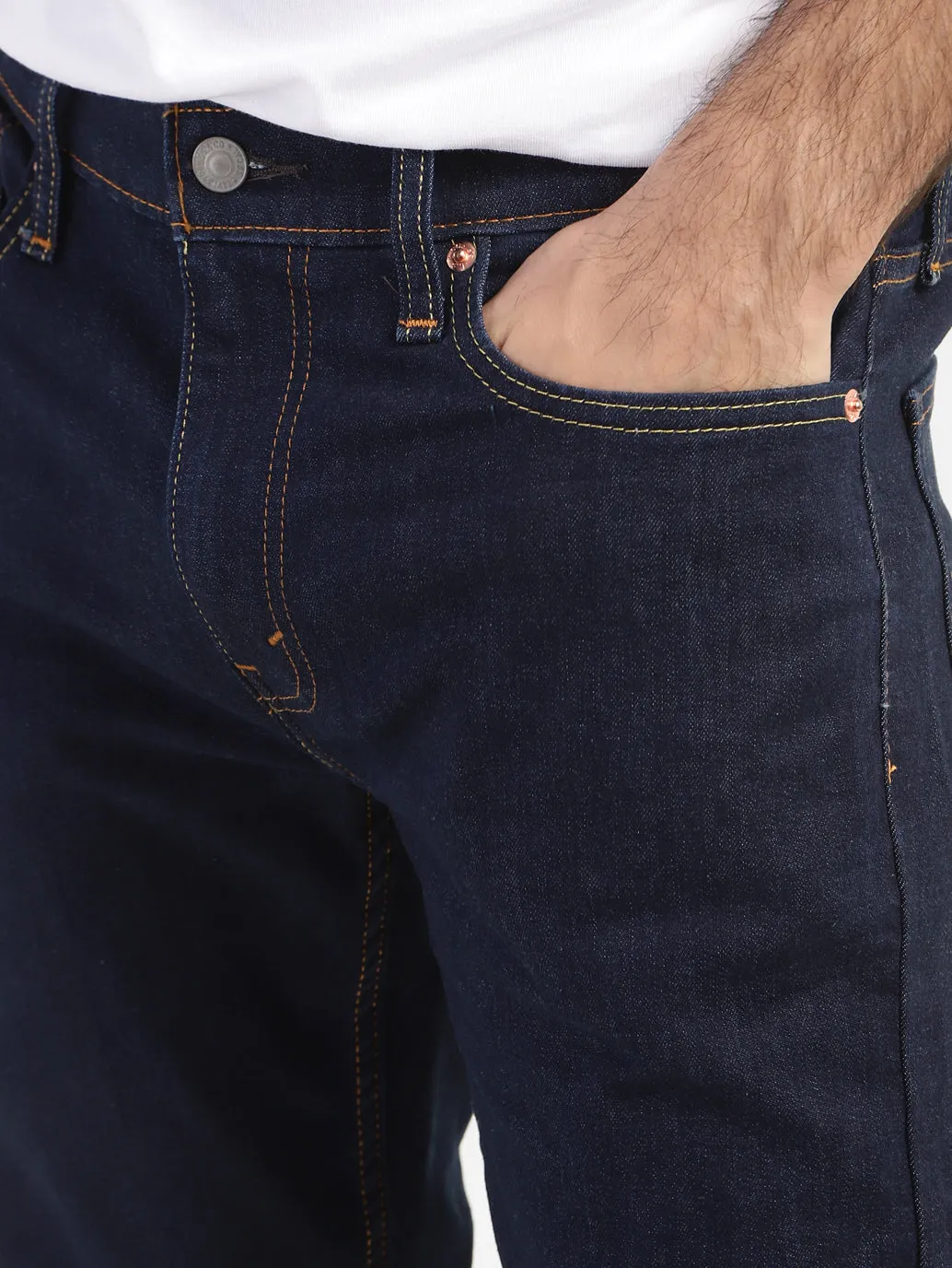 Men's 513 Blue Slim Straight Fit Mid Rise Jeans