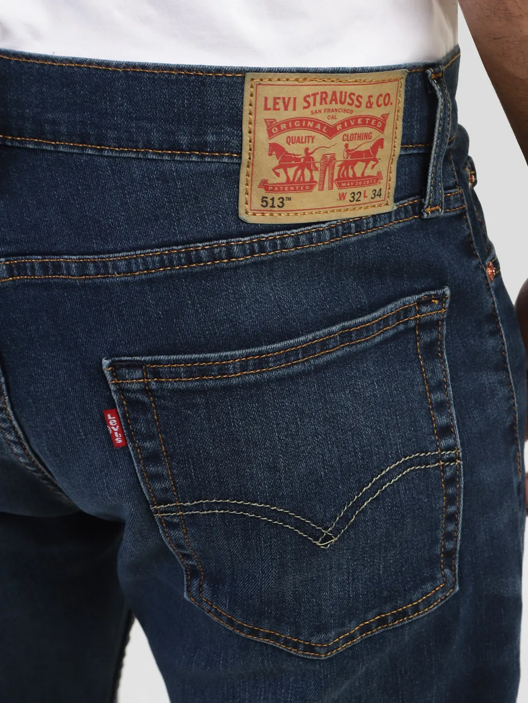 Men's 513 Blue Slim Straight Fit Mid Rise Jeans