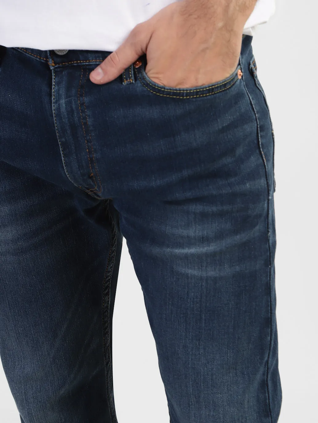 Men's 513 Blue Slim Straight Fit Mid Rise Jeans