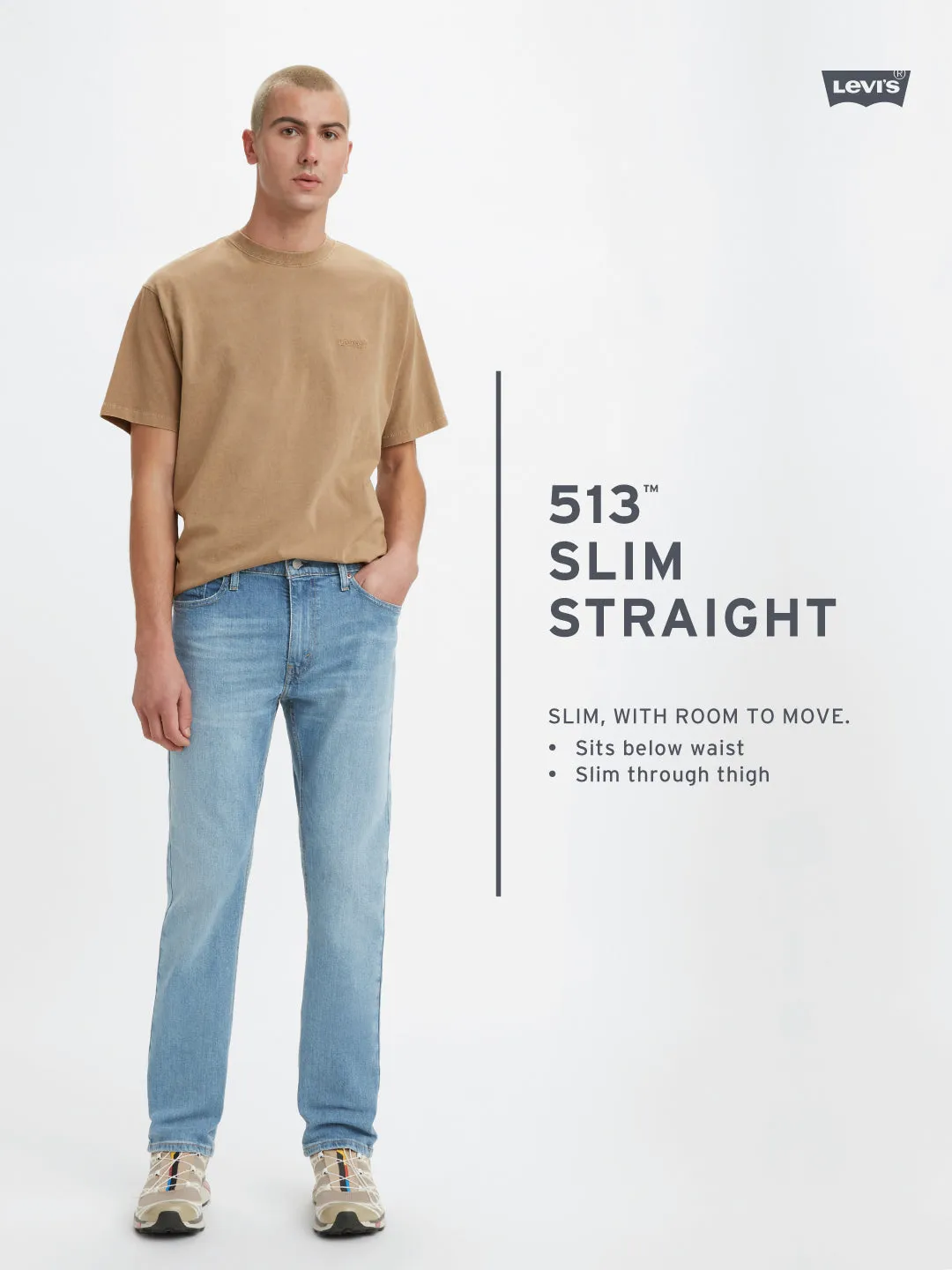 Men's 513 Blue Slim Straight Fit Mid Rise Jeans